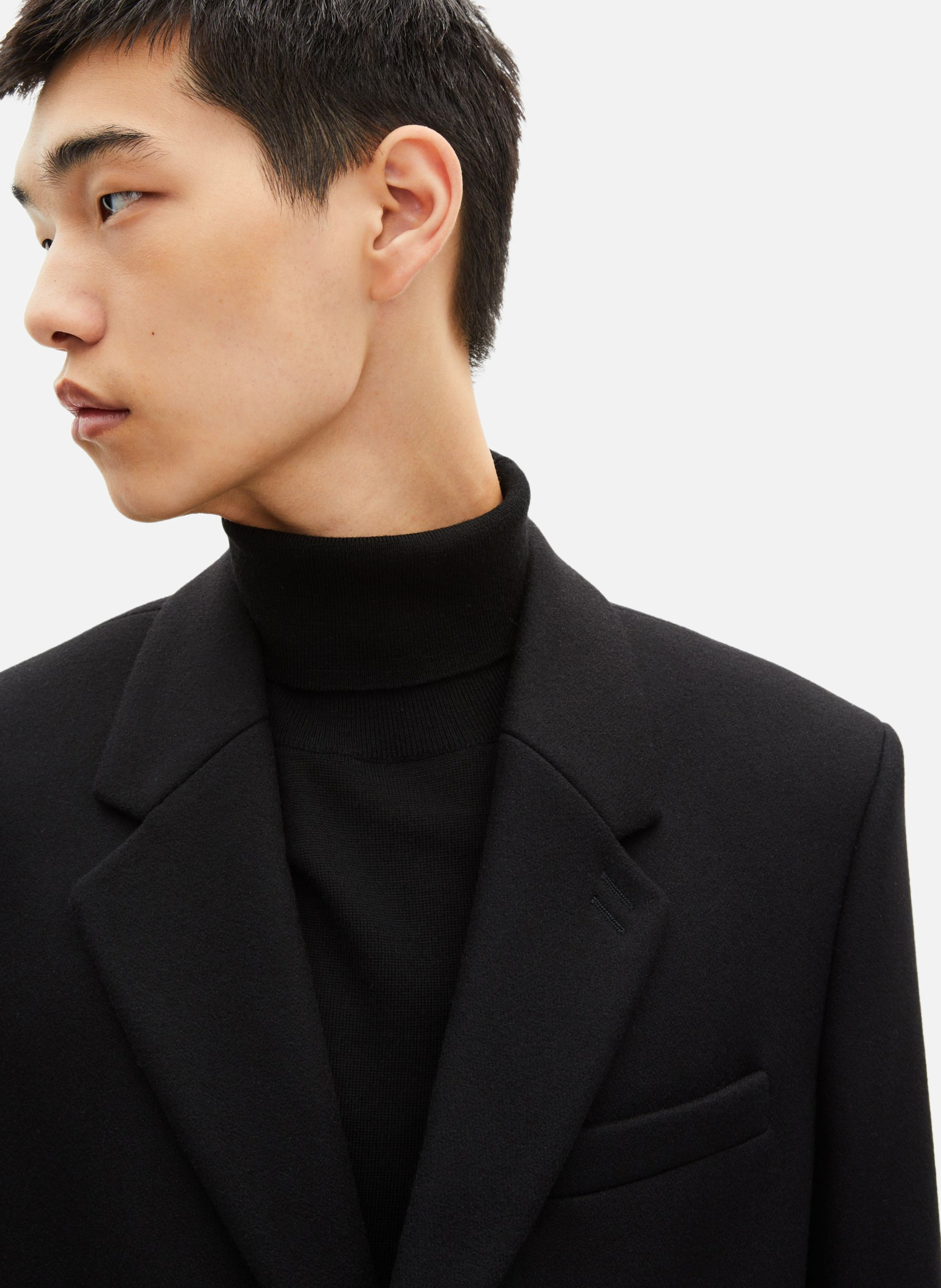 Leather lapel coat THE KOOPLES Black