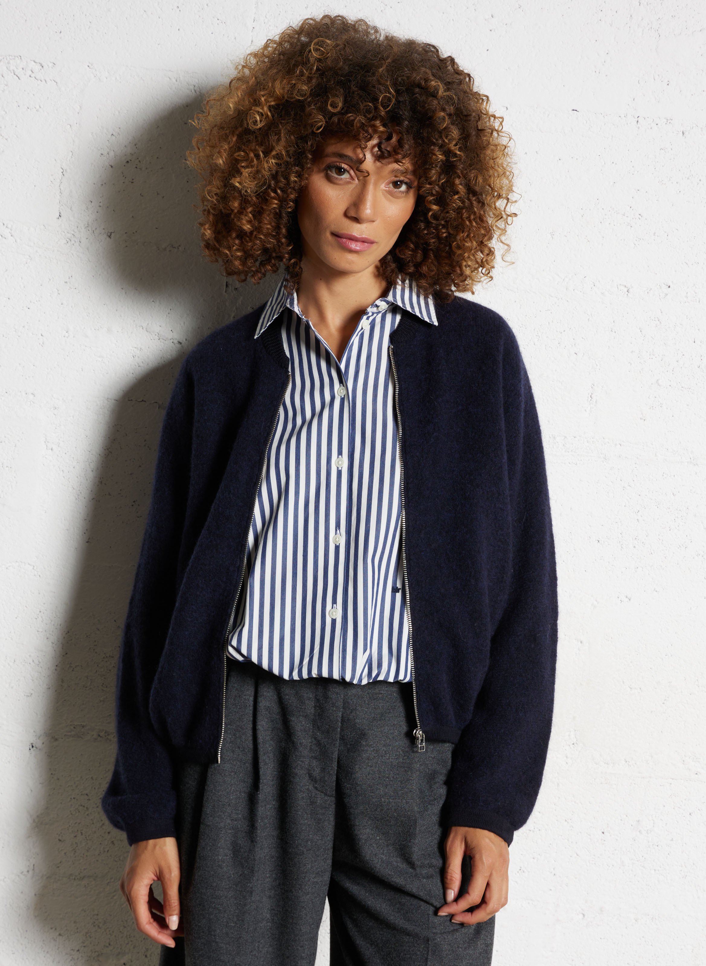 Uni ritsvest in gemengde wol BELLEROSE Blauw