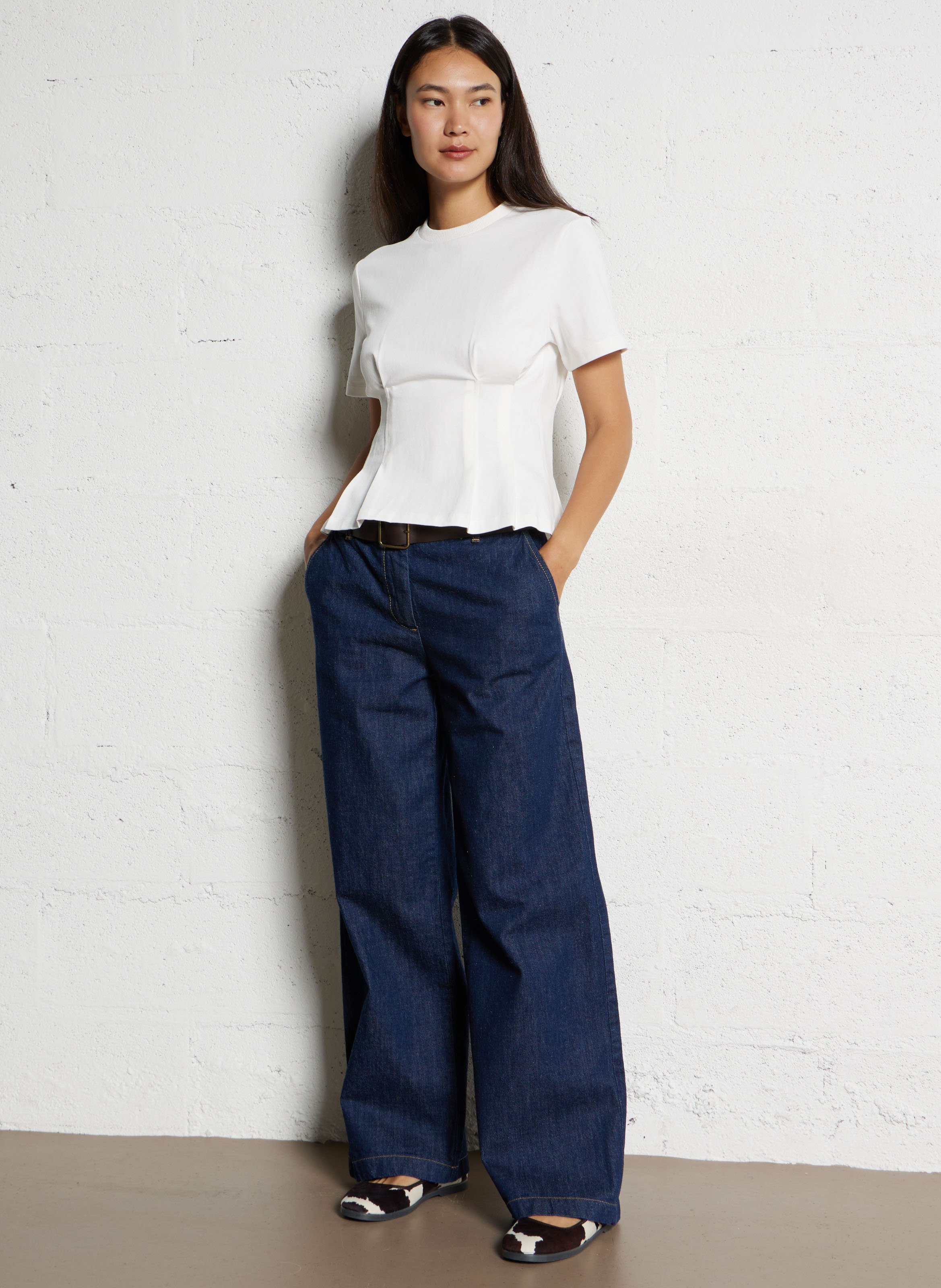 Baumwoll-Pullover mit Rundhalsausschnitt BERENICE Weiss