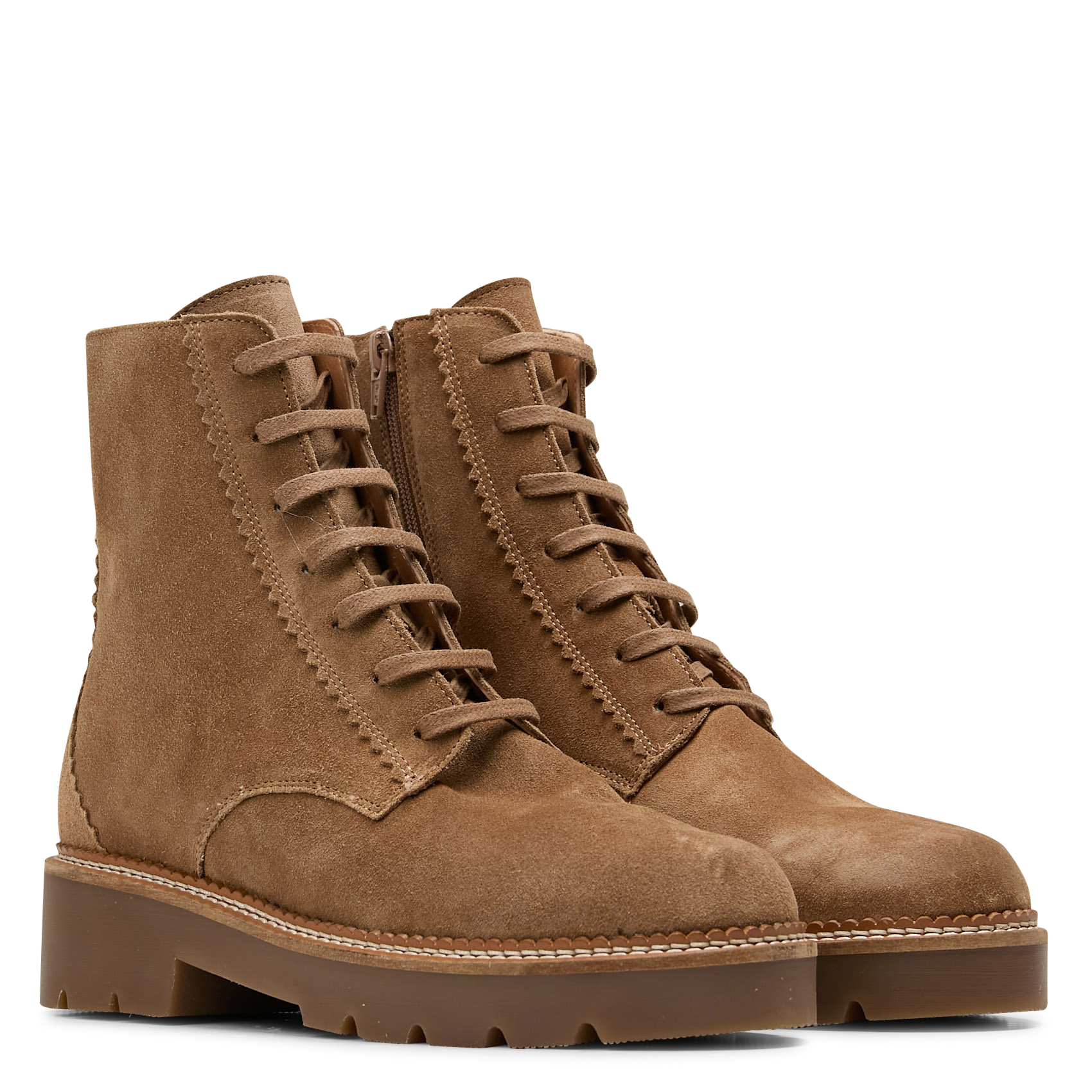 Boots à lacets en cuir velours MELLOW YELLOW Beige