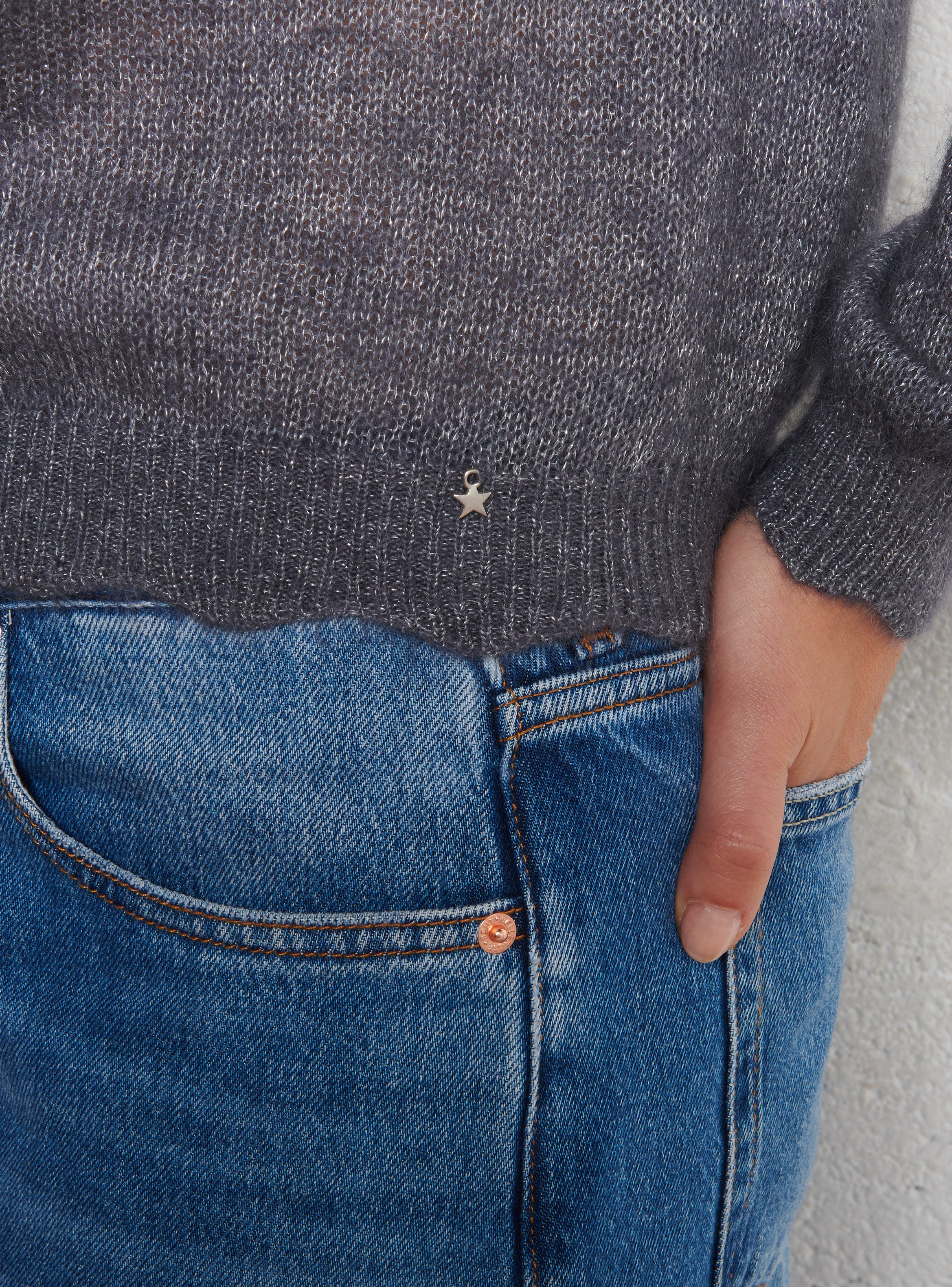 Oversized round neck wool and silk vest DES PETITS HAUTS Grey