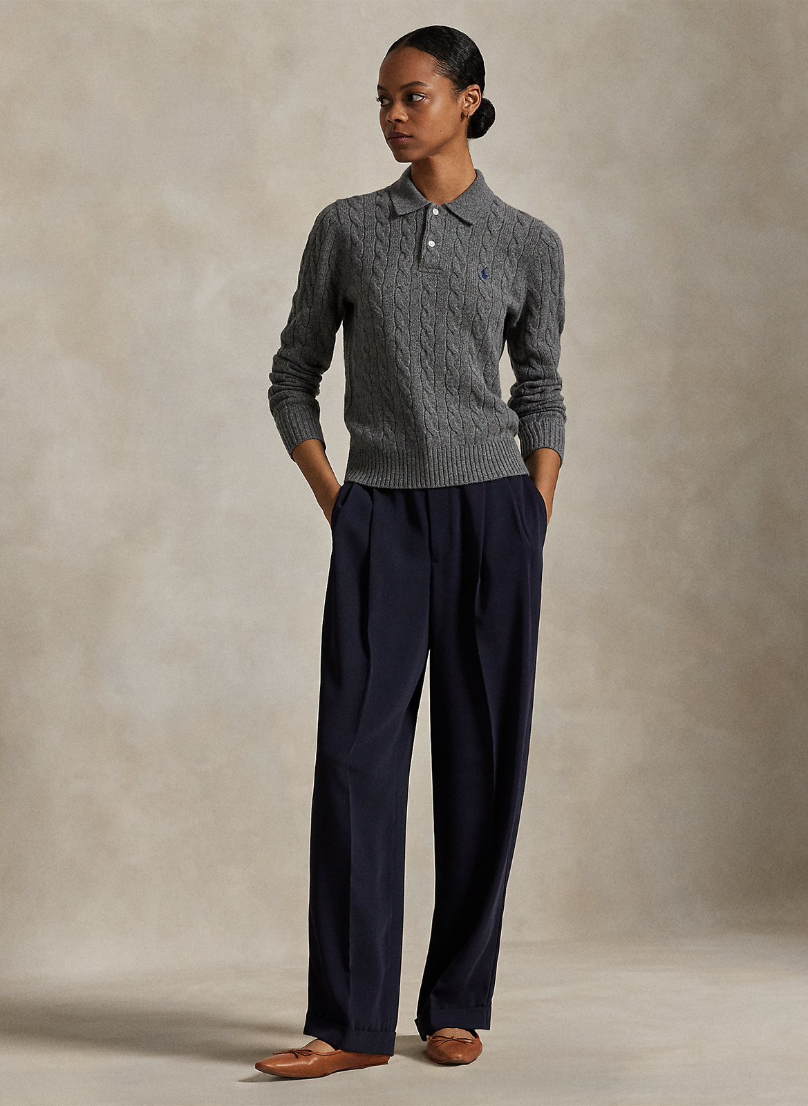 Straight wool and cashmere blend sweater POLO RALPH LAUREN Grey