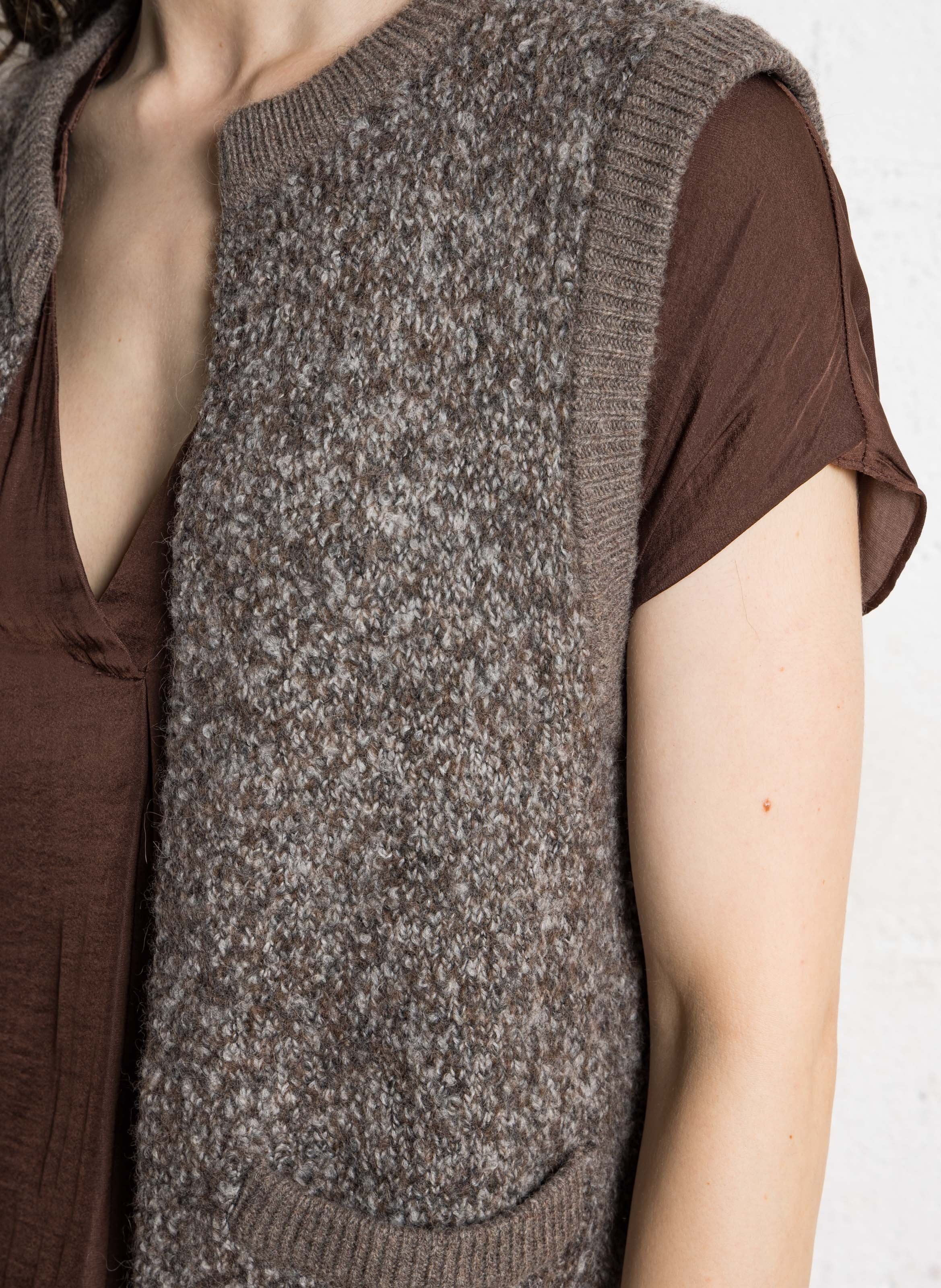 Vest met ronde hals - wolblend MAISON 123 Grijs