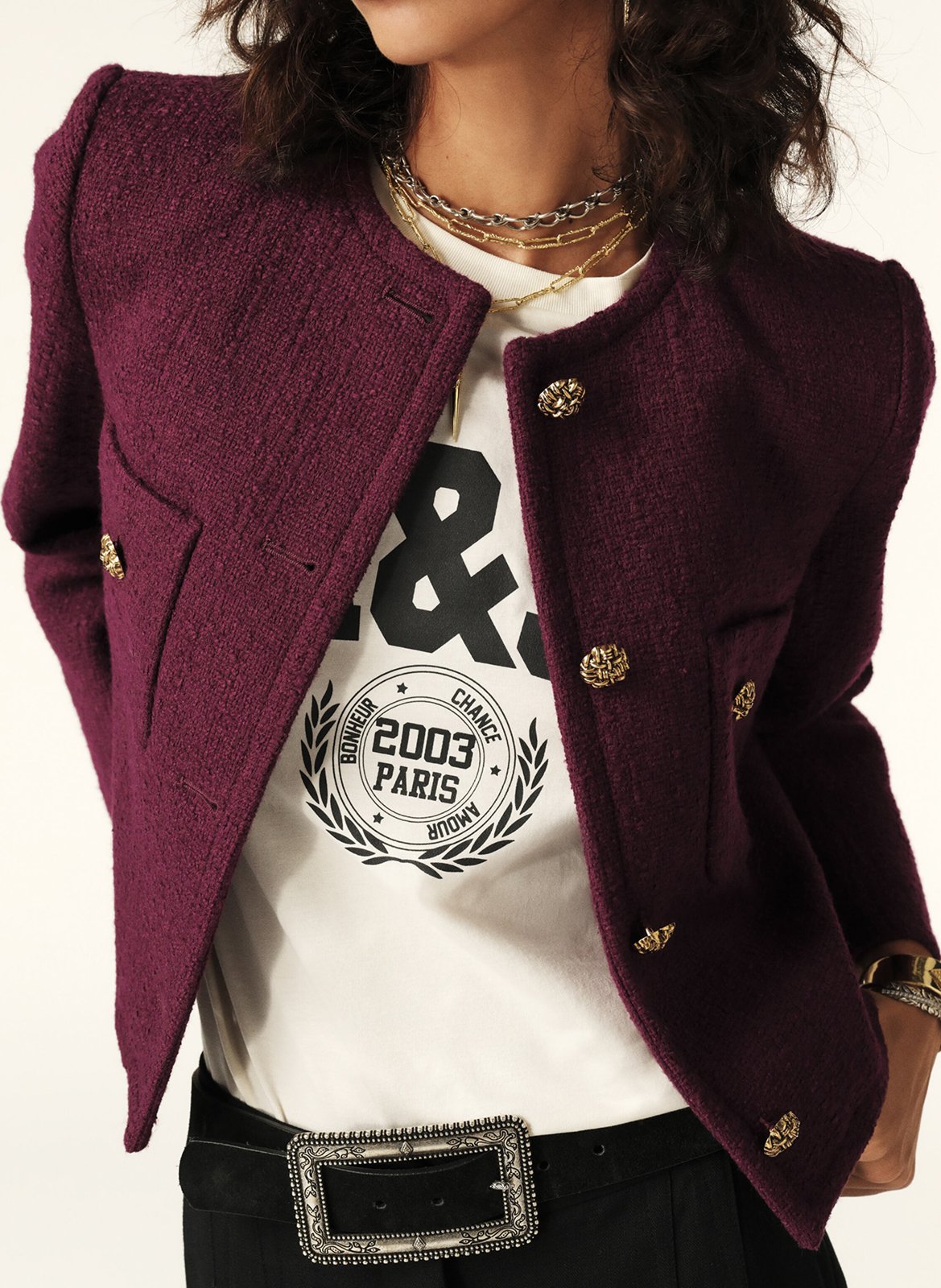 Korte jas van gemengd katoen en wol BA&SH Paars