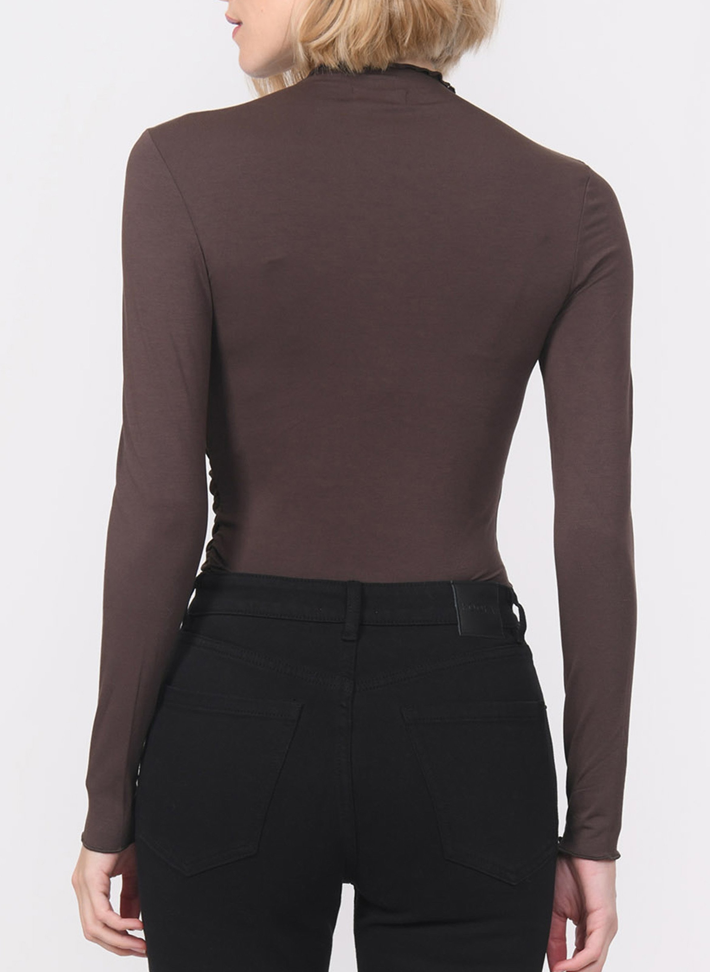 Tee-shirt ajusté effet drapé uni KOOKAI Marron