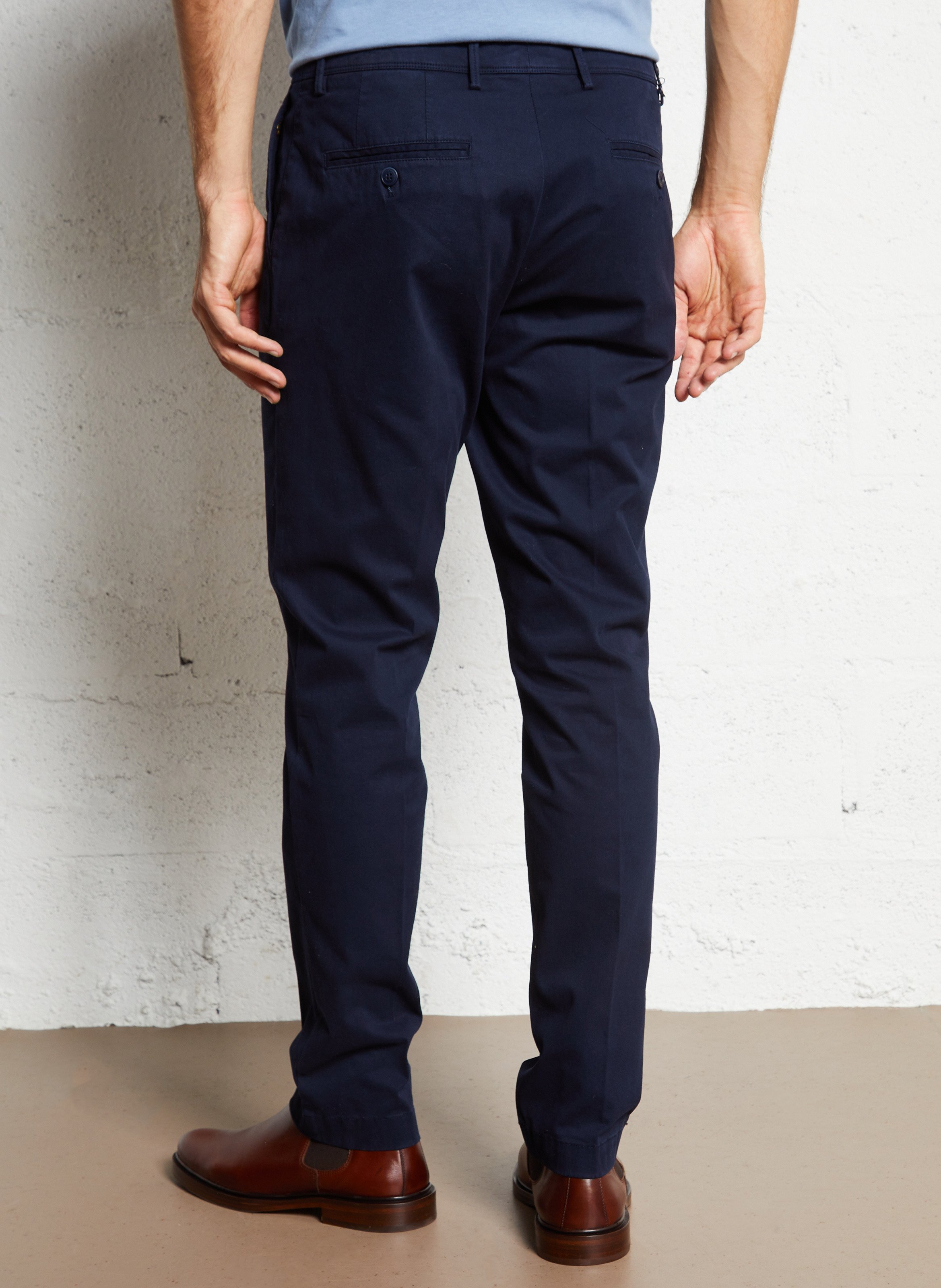 Schmale Hose aus Baumwollmischgewebe HACKETT Blau