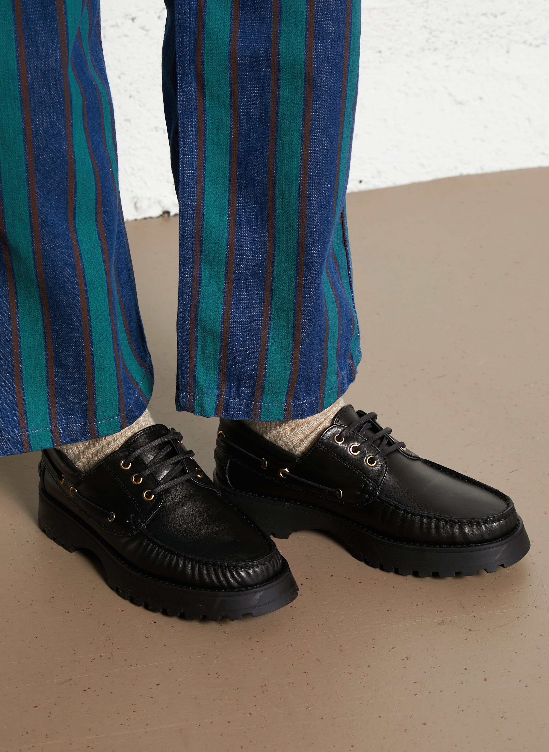 Moccasins with grooved leather soles BOBBIES Black