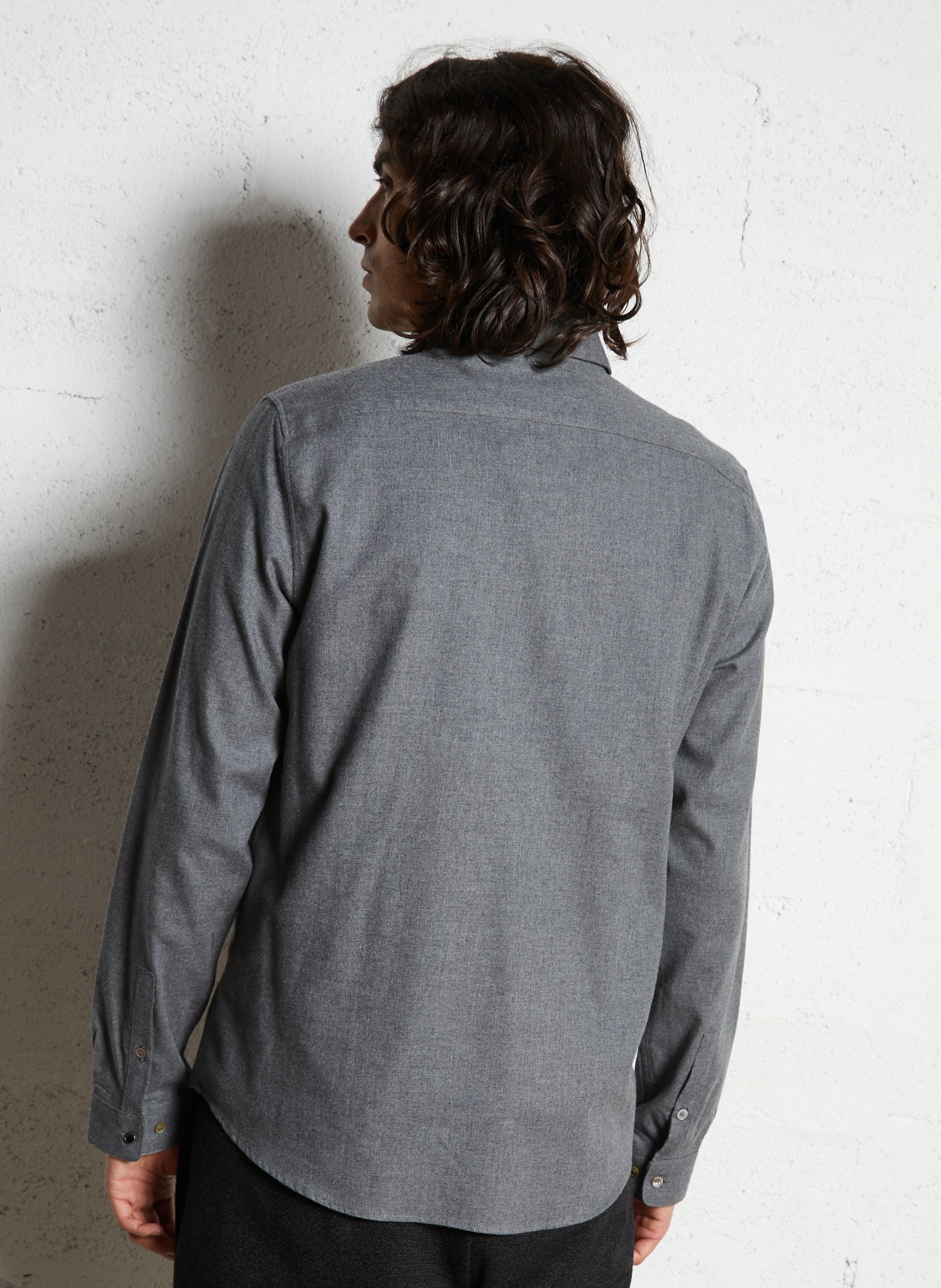 Gerade Hemdbluse mit Stehkragen aus Baumwolle IKKS Grau