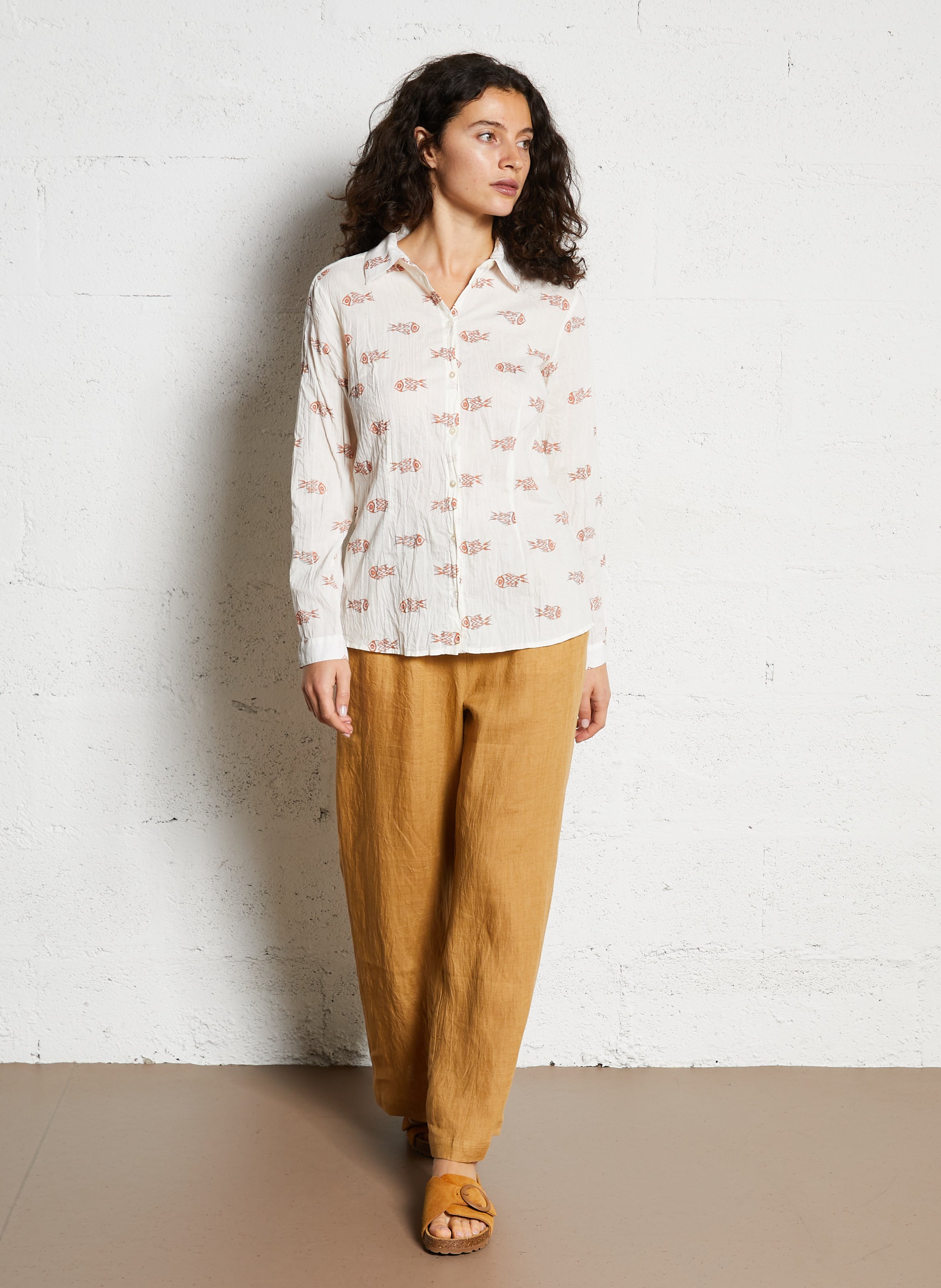 Gerade geschnittene Leinenhose NICE THINGS Beige