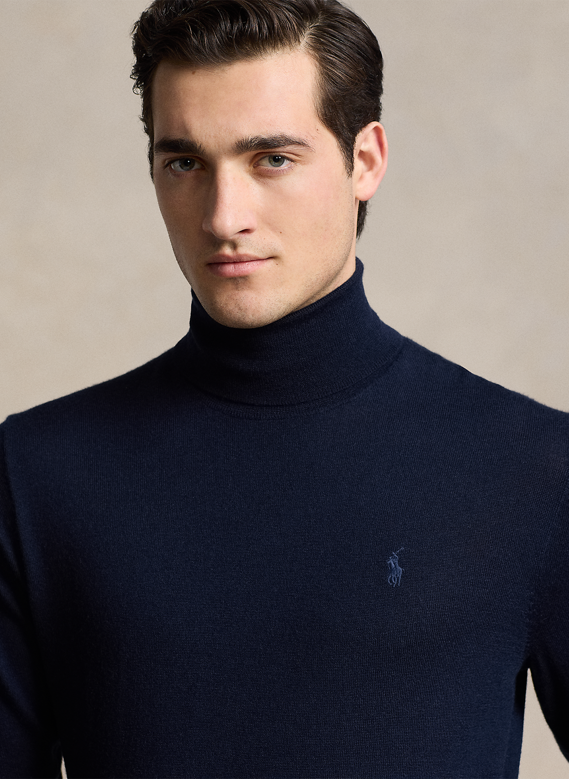 Pull col roulé brodé en laine  POLO RALPH LAUREN Bleu