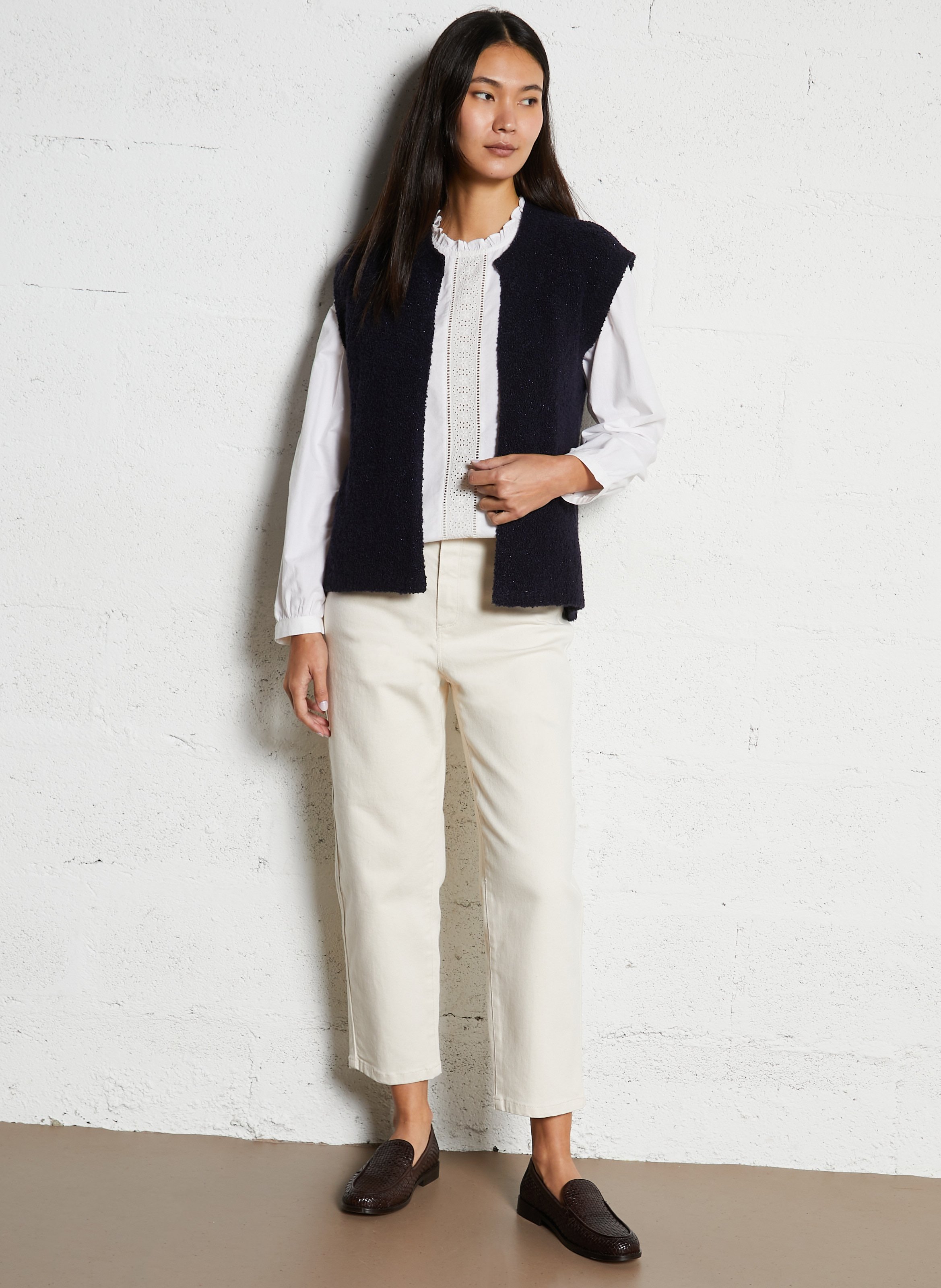 Straight lace blouse ONE STEP White