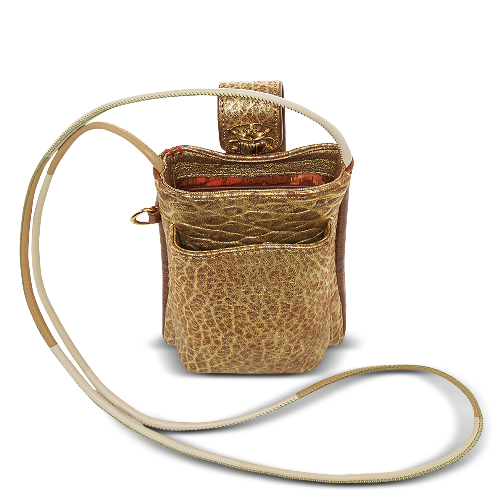 Etui de téléphone en cuir mélangéé CLARIS VIROT Doré