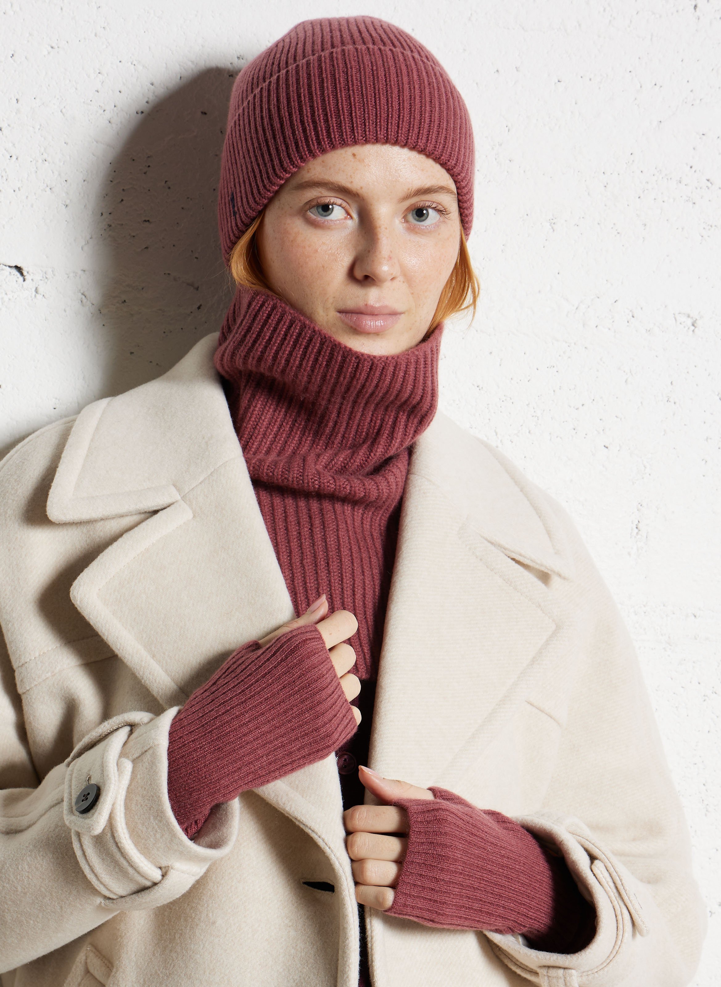 Afneembare col van kasjmier KOON Roze