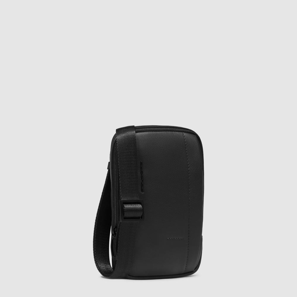 Leather phone crossbody pouch with credit card holder and RFID protection PIQUADRO Black