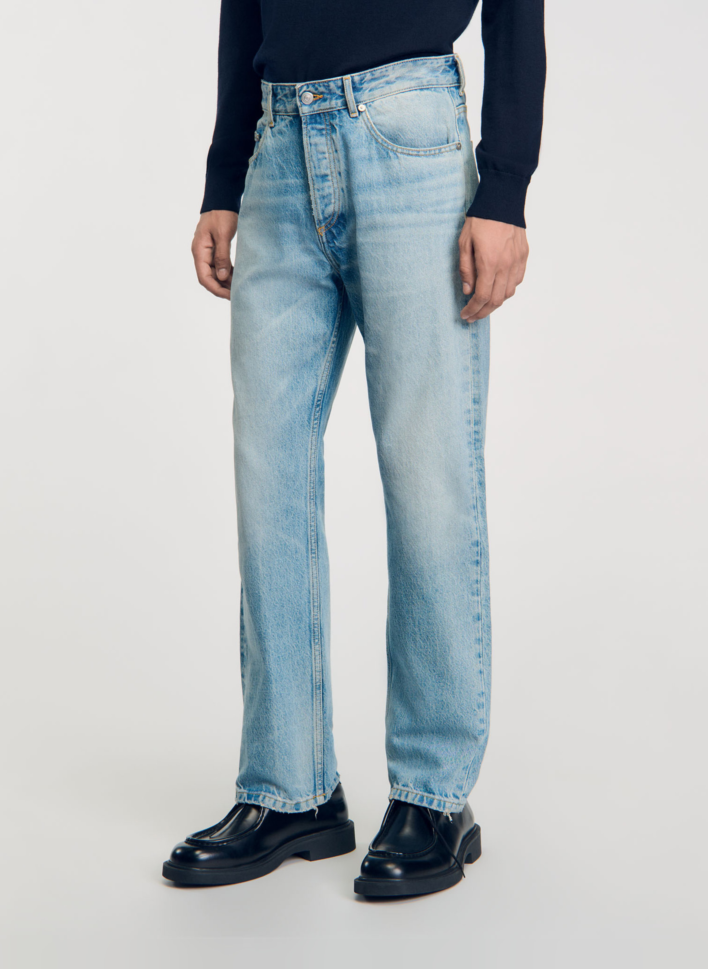 Jean droit en coton SANDRO Bleu