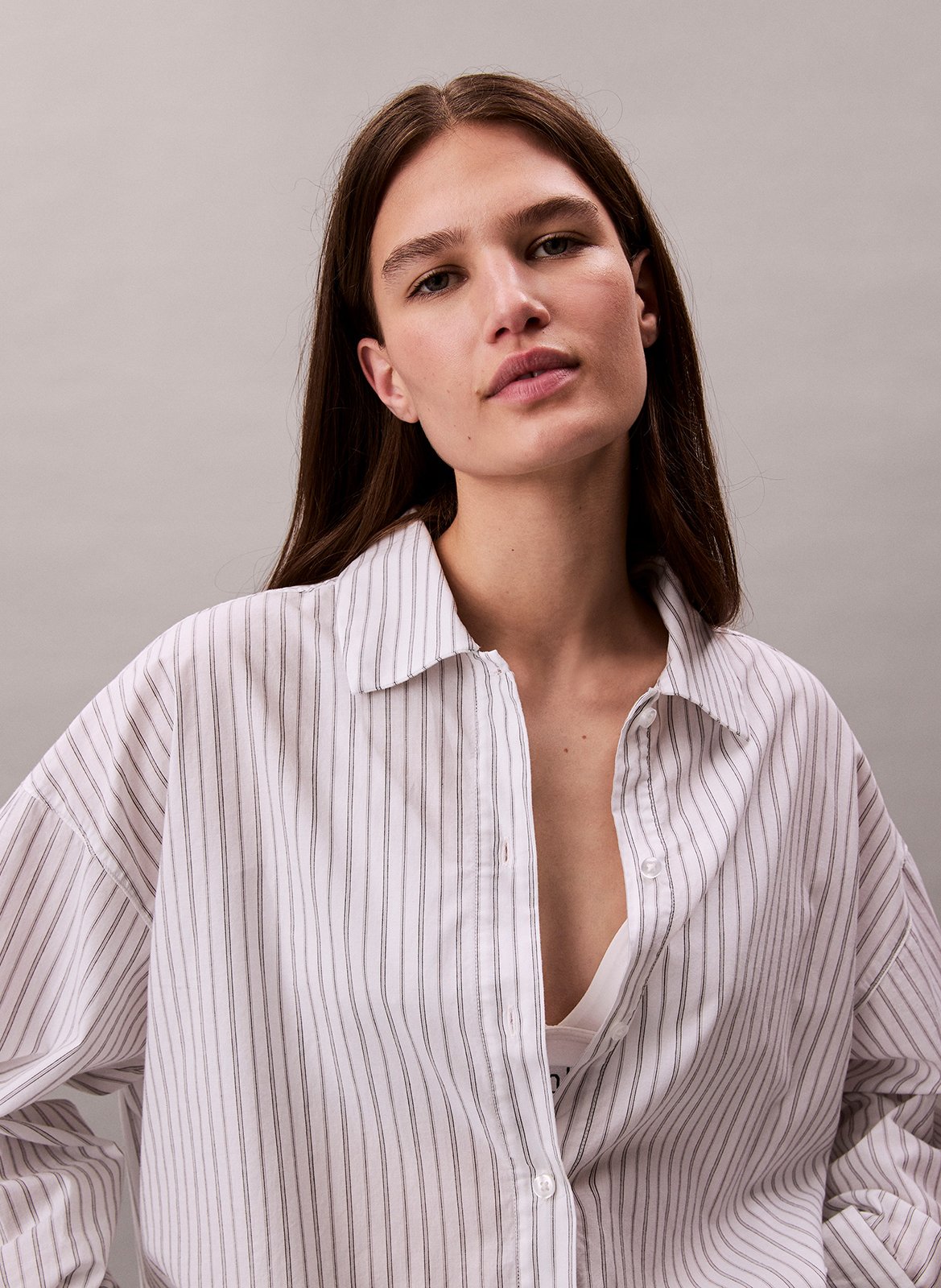 Oversized cotton shirt with classic collar CALVIN KLEIN UNDERWEAR White