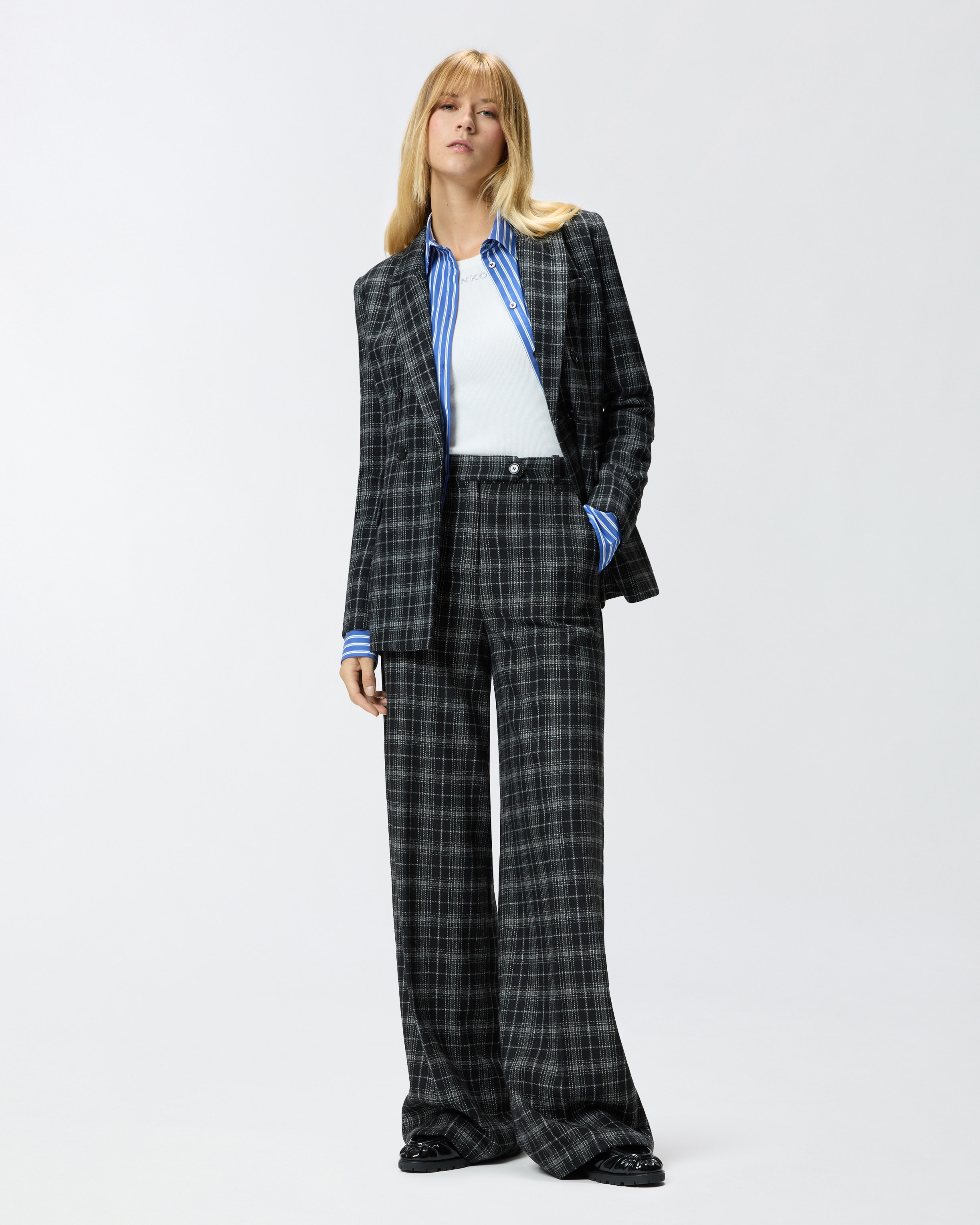 Checked straight-leg pants PINKO Multicolored