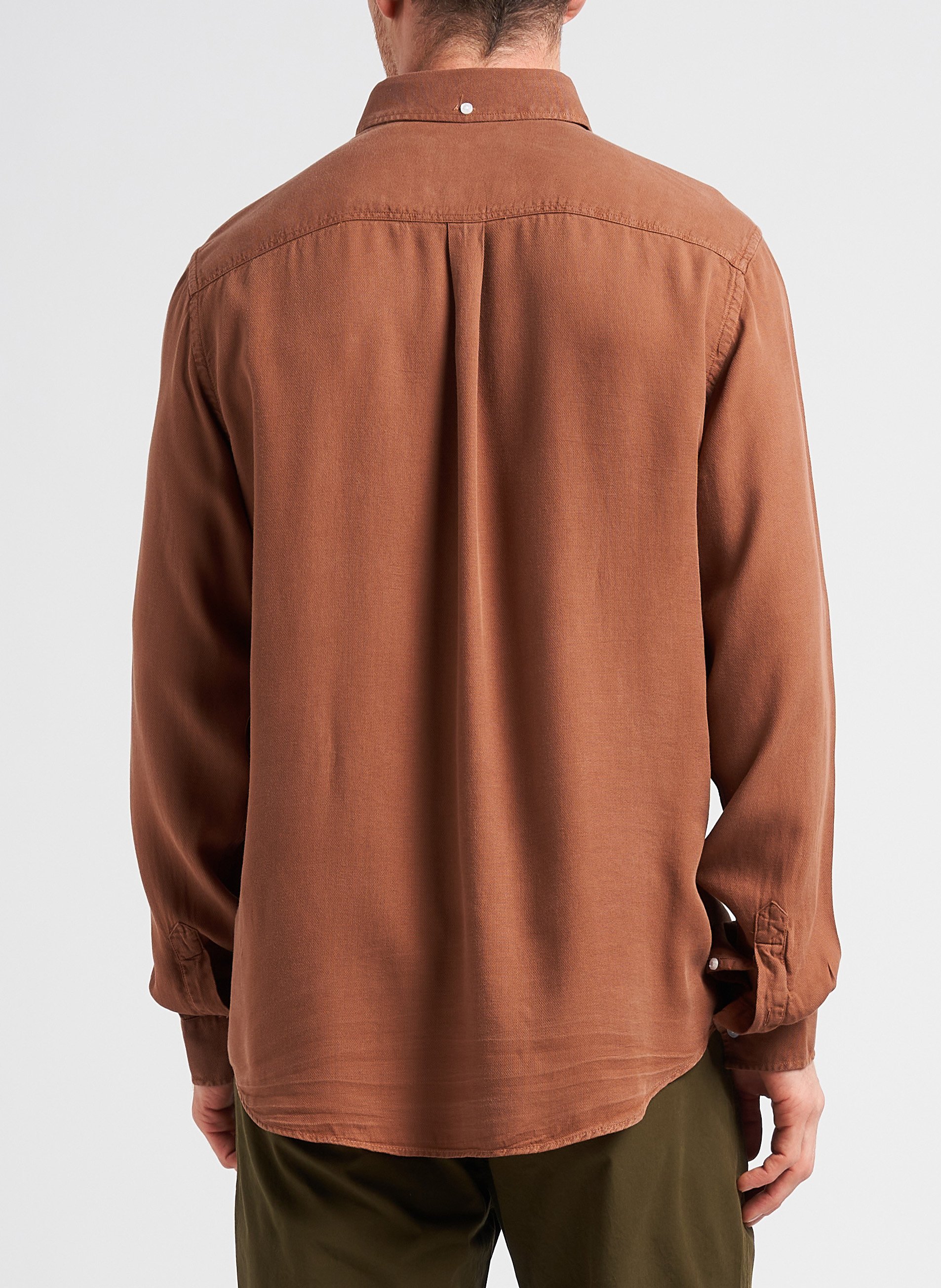 Overhemd van lyocell met klassieke kraag LES DEUX Bruin