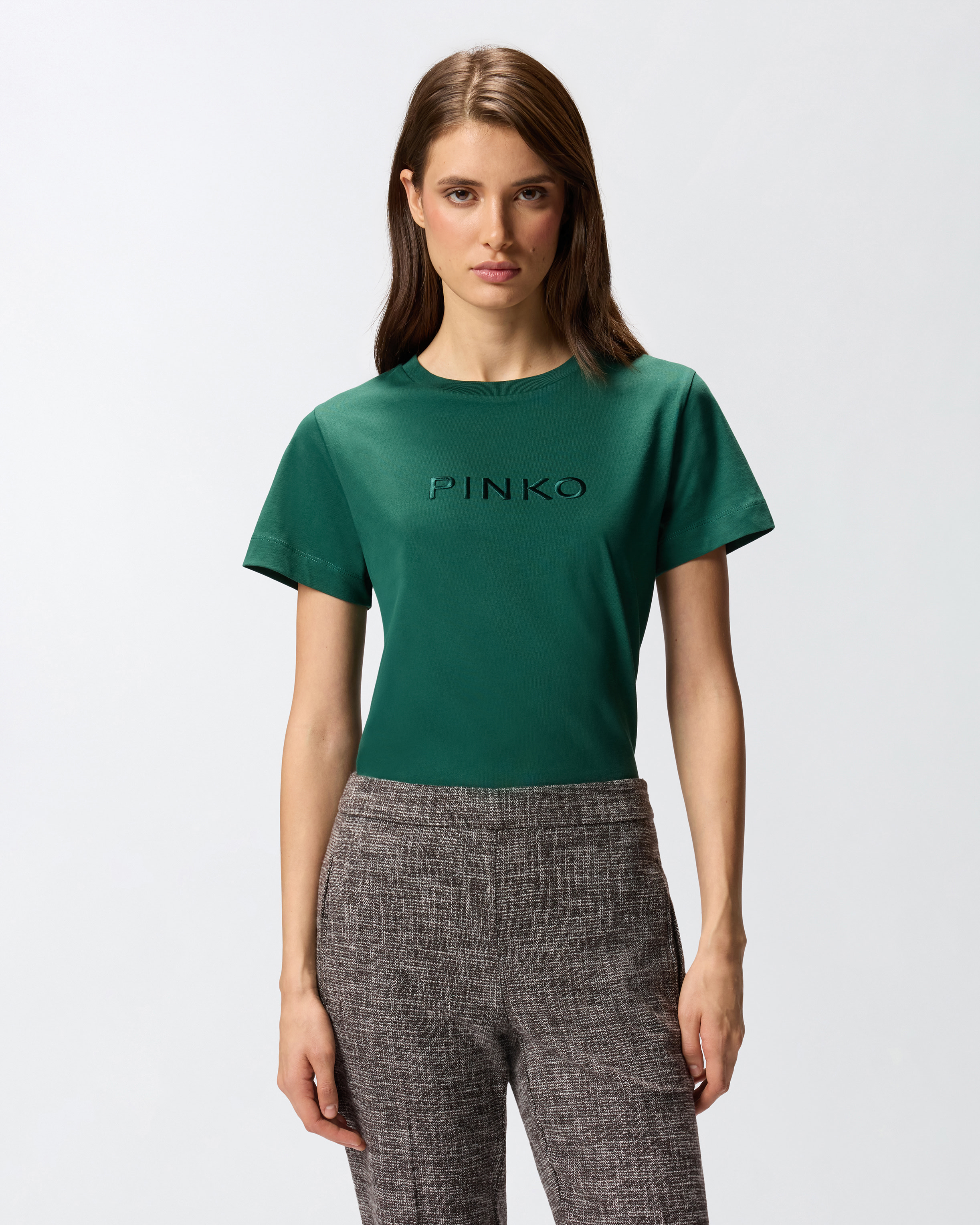 Embroidered Pinko logo T-shirt PINKO Green