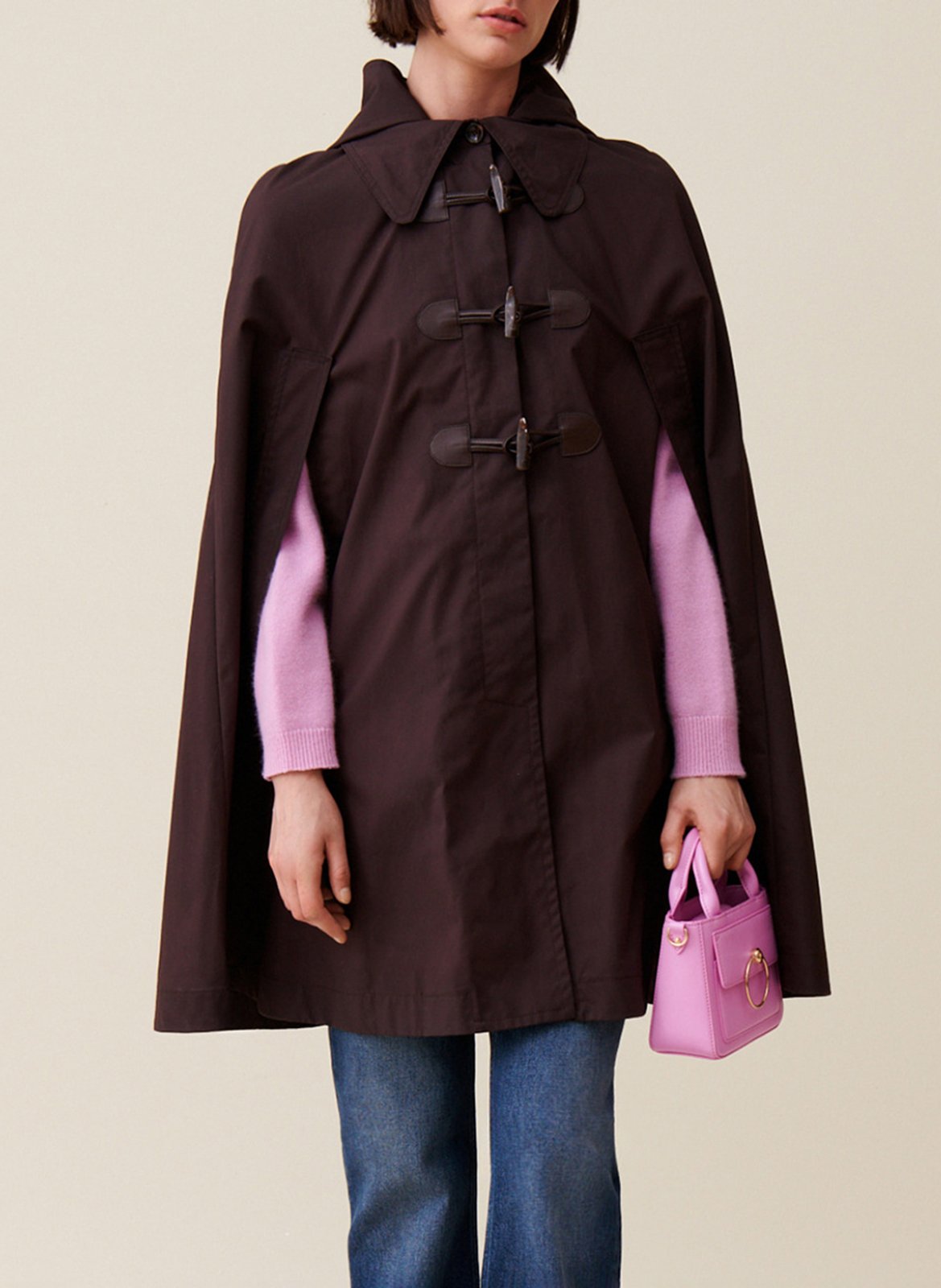 Cotton cape with removable hood CLAUDIE PIERLOT Brown