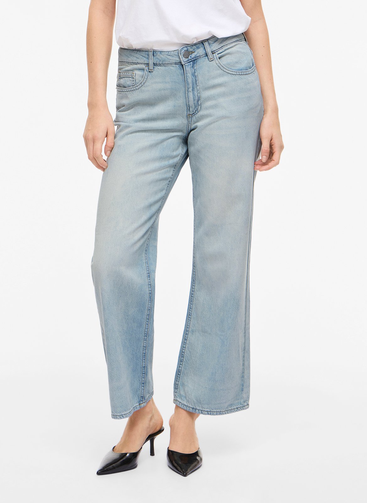 Cotton-blend wide-leg jeans VILA Blue