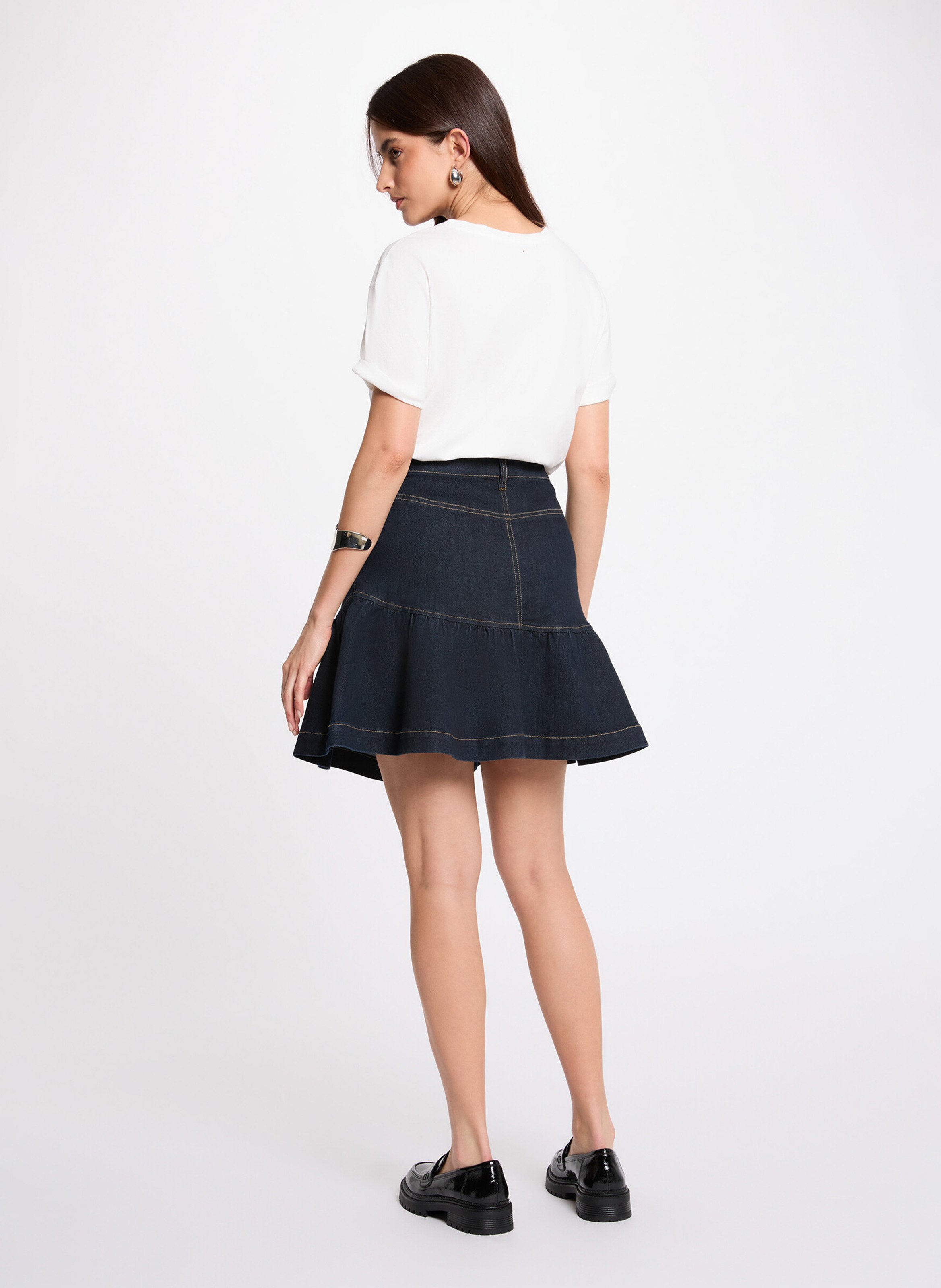 Tee-shirt droit col rond en coton MORGAN Blanc