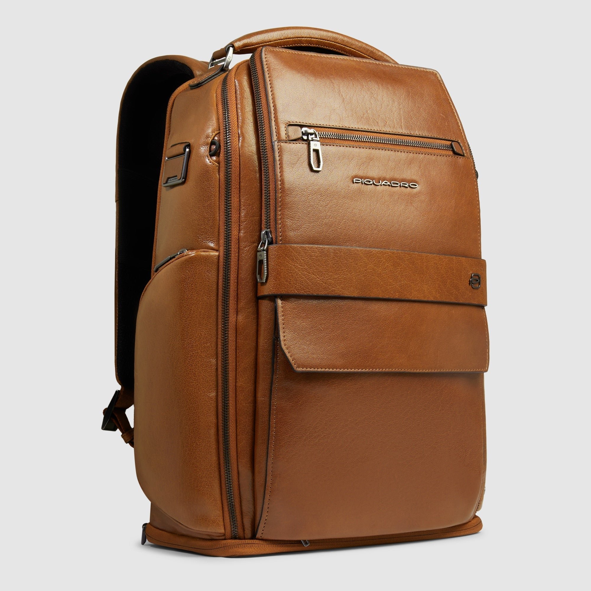 Travel backpack with USB and USB Type-C ports PIQUADRO Beige