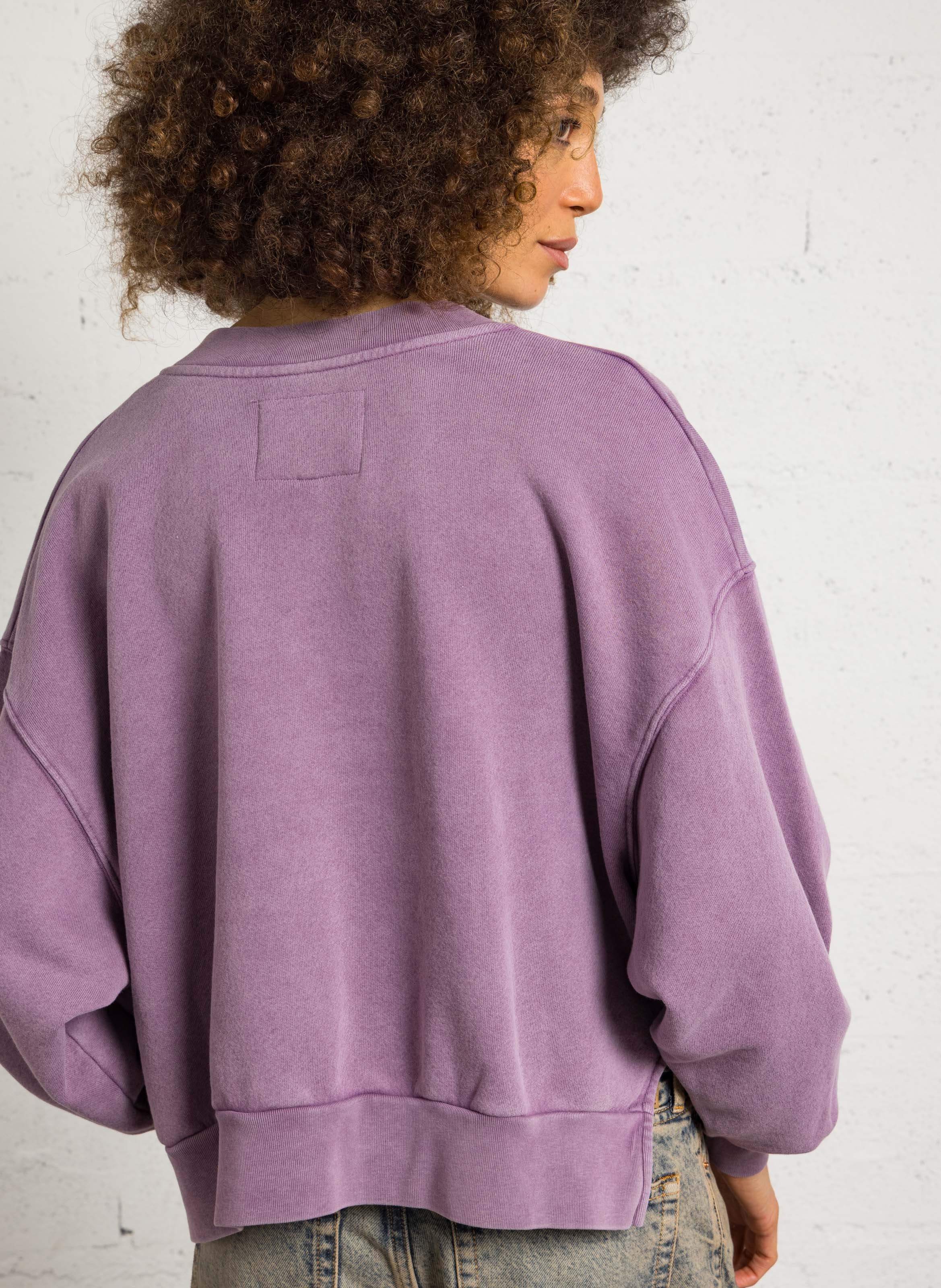 Sweat oversize col V en coton BELLEROSE Violet