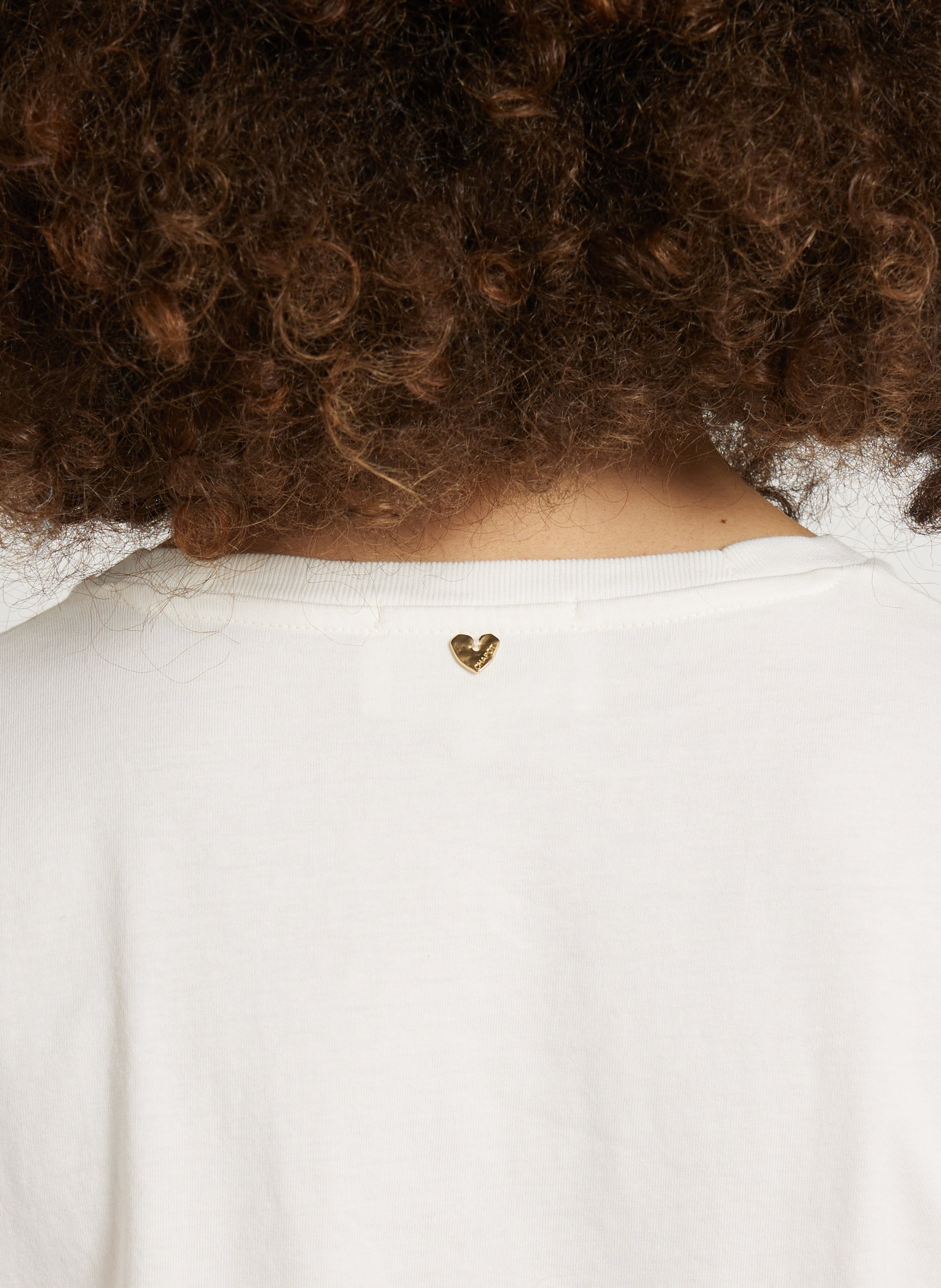 Recht T-shirt van biokatoen met ronde hals en zeefdruk FABIENNE CHAPOT Wit