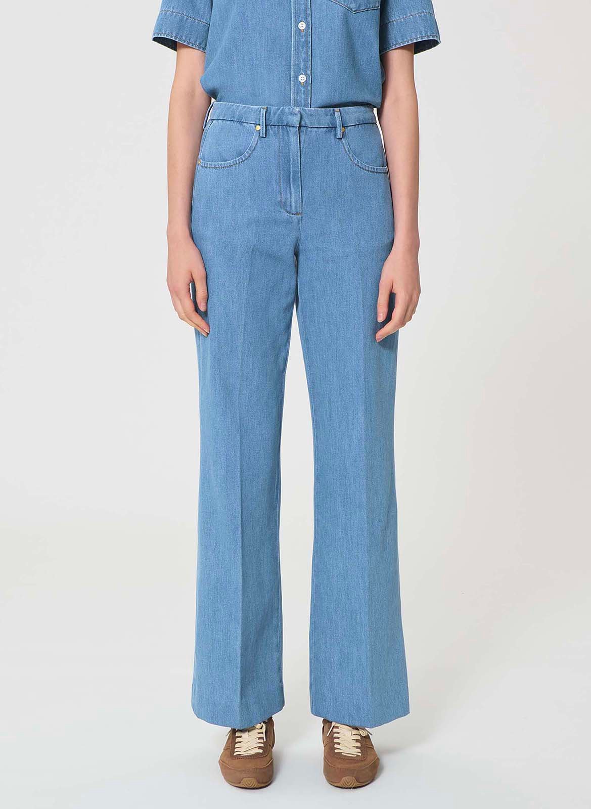 Csally - Gerade geschnittene Baumwollhose TARA JARMON Blau