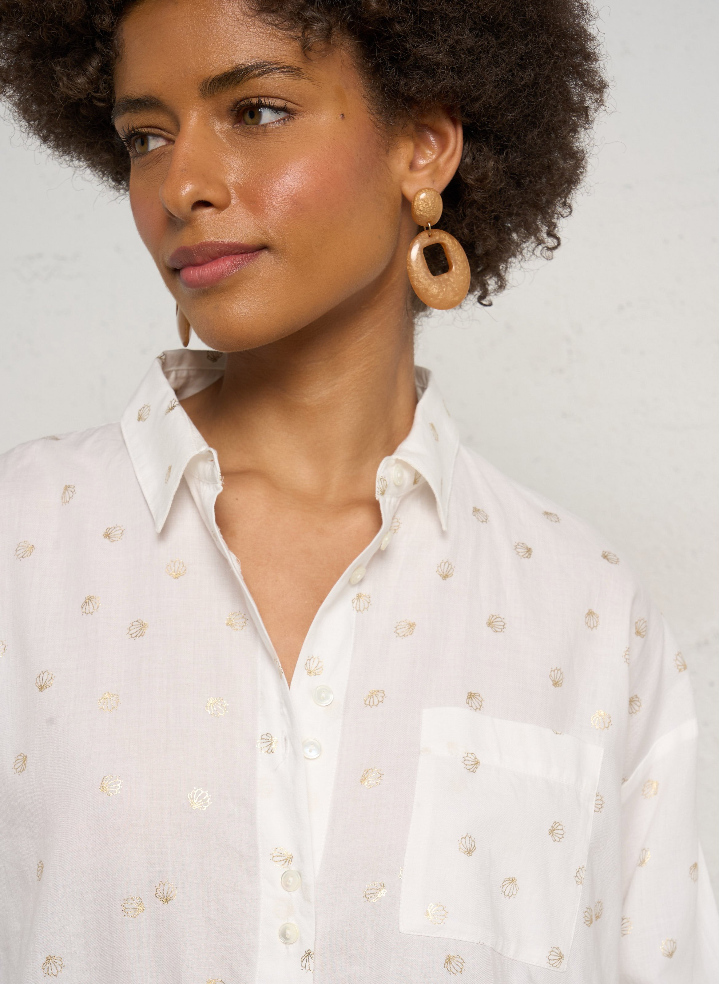 Loose-fit printed cotton shirt DES PETITS HAUTS White