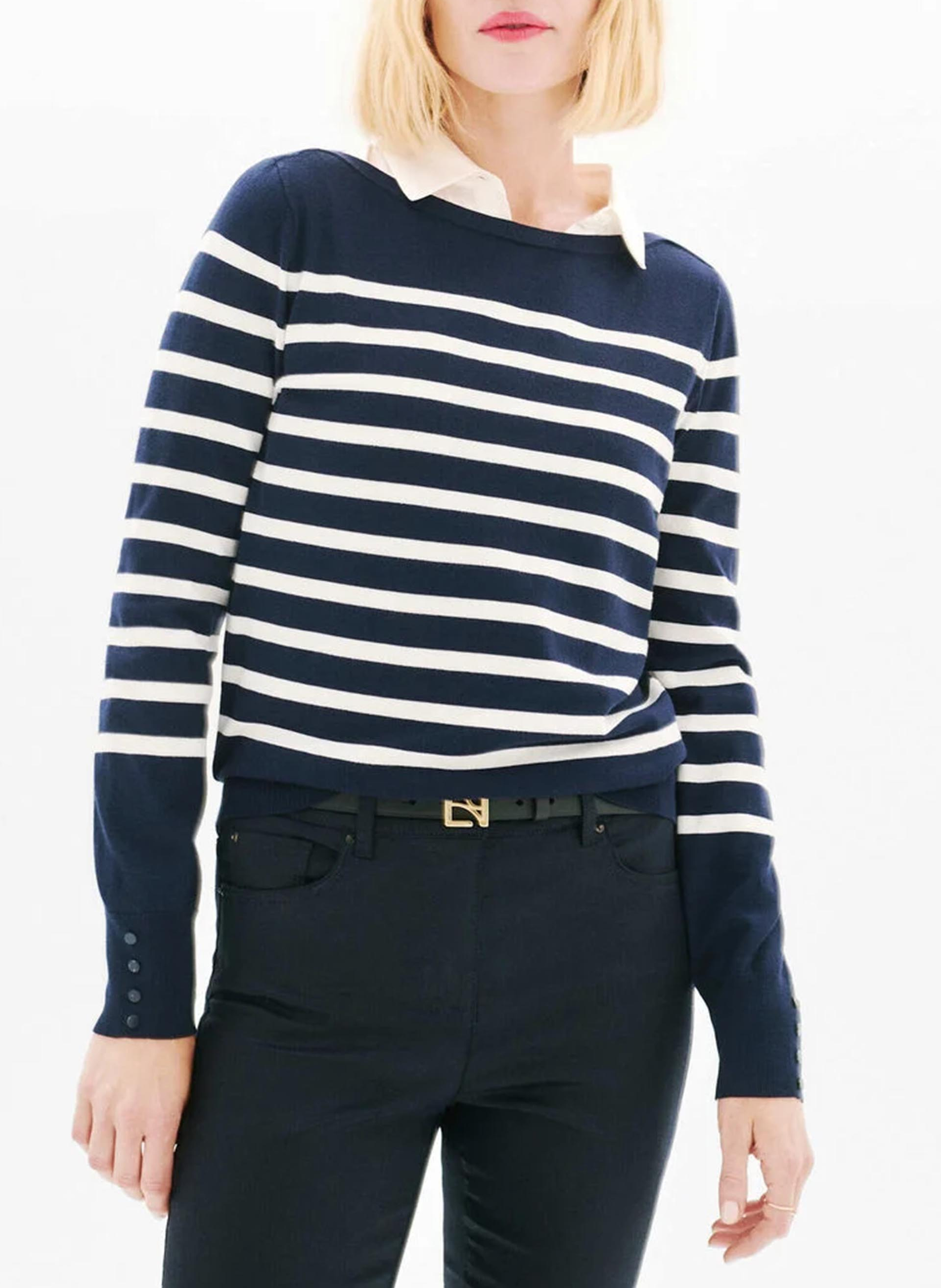 Pull à rayures col bateau CAROLL Bleu