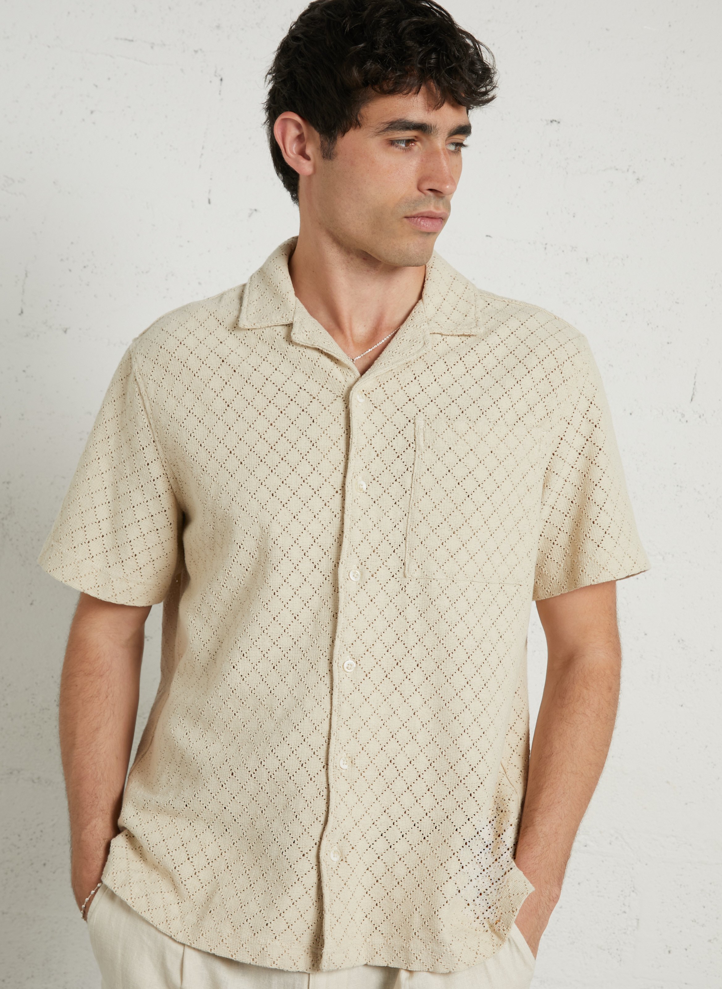 Chemise col classique en coton SOLID