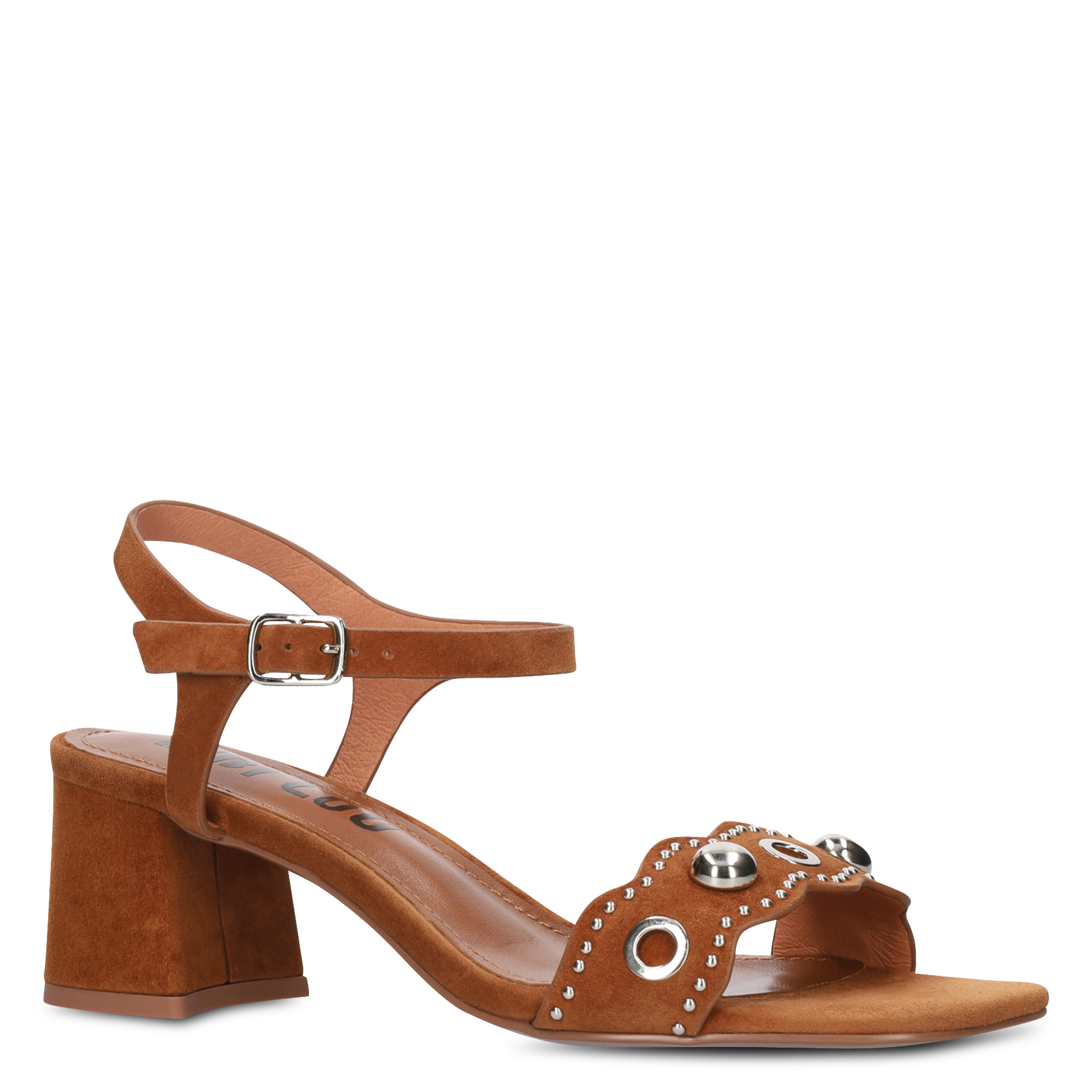 Sandales à talons cloutées en daim BIBI LOU Marron