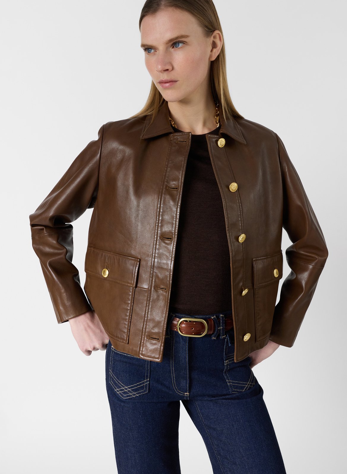 Lammlederblouson mit klassischem Kragen GERARD DAREL Braun