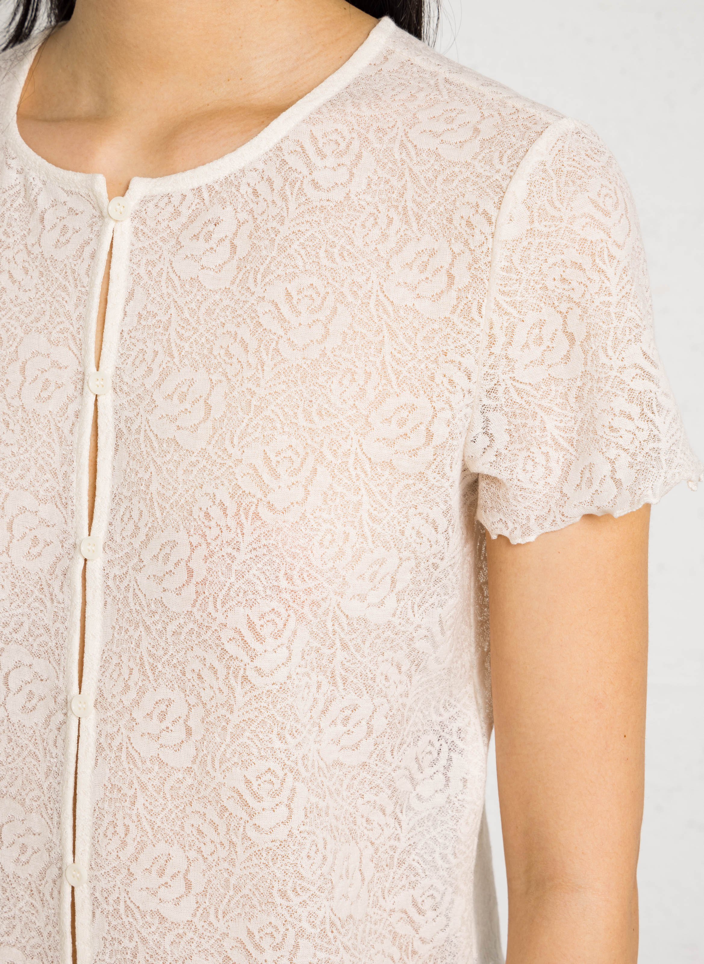 Lace buttoned t-shirt DES PETITS HAUTS Beige