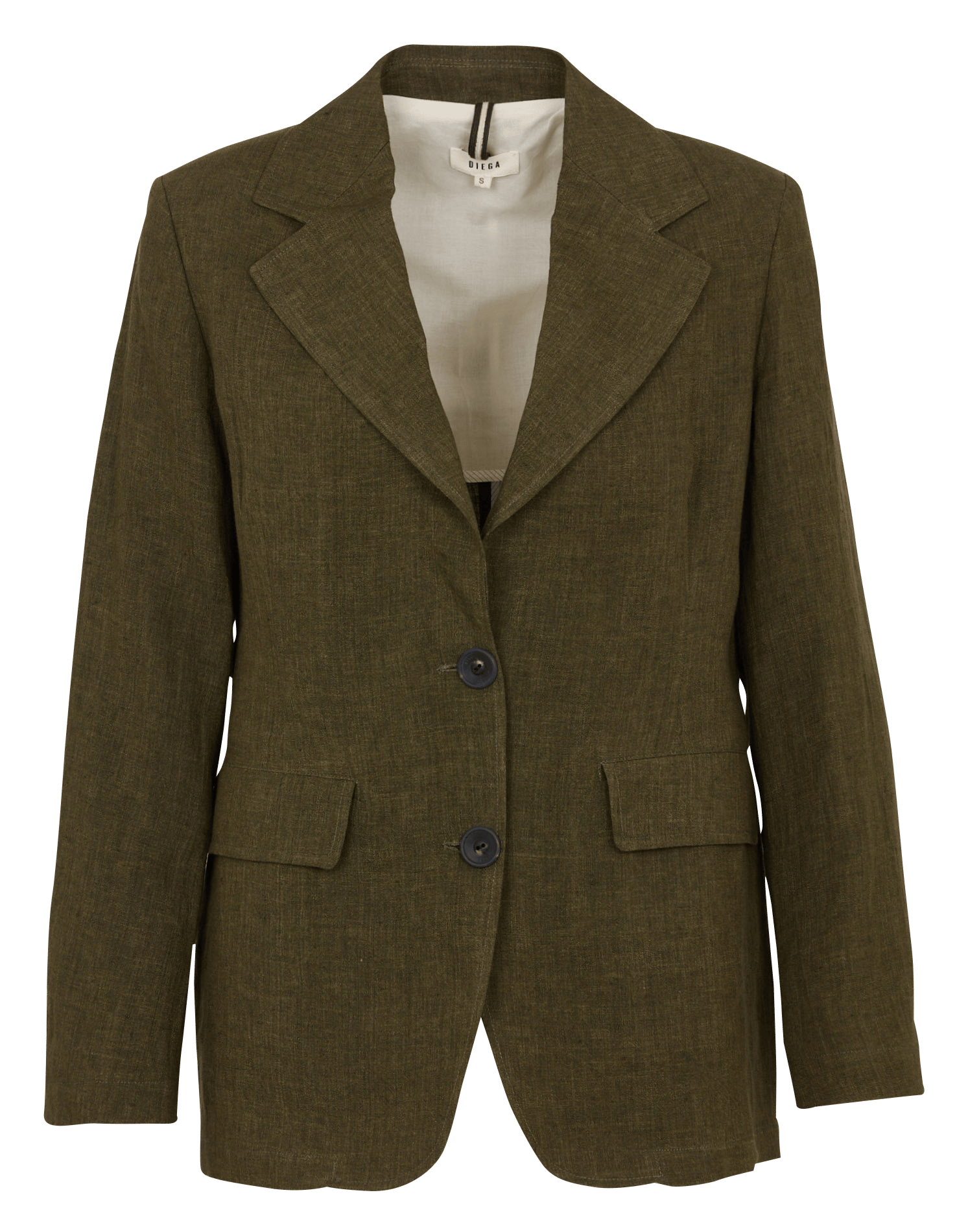 Veste tailleur droite en lin DIEGA Kaki