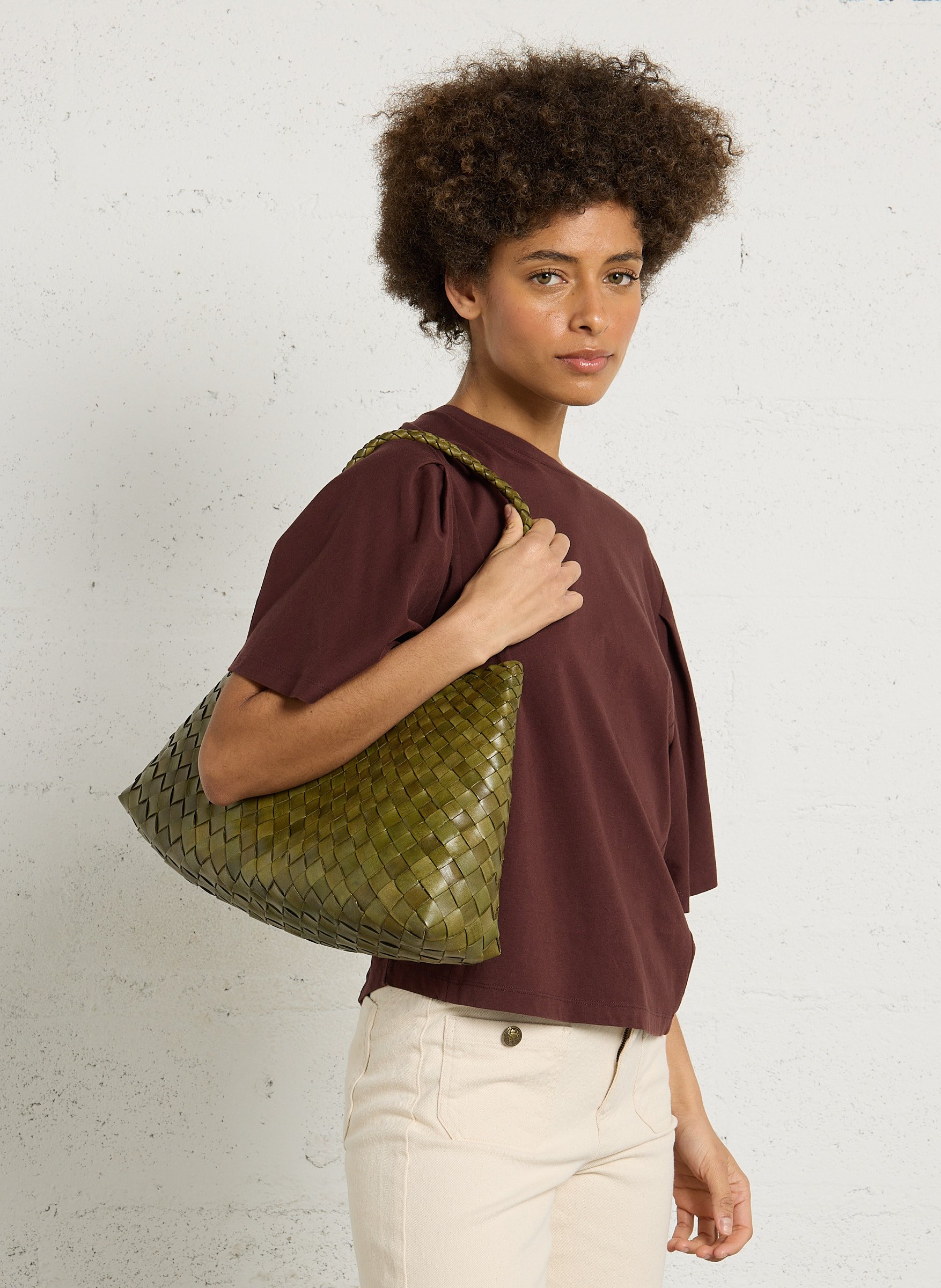 Gevlochten, leren mand DRAGON DIFFUSION Kaki