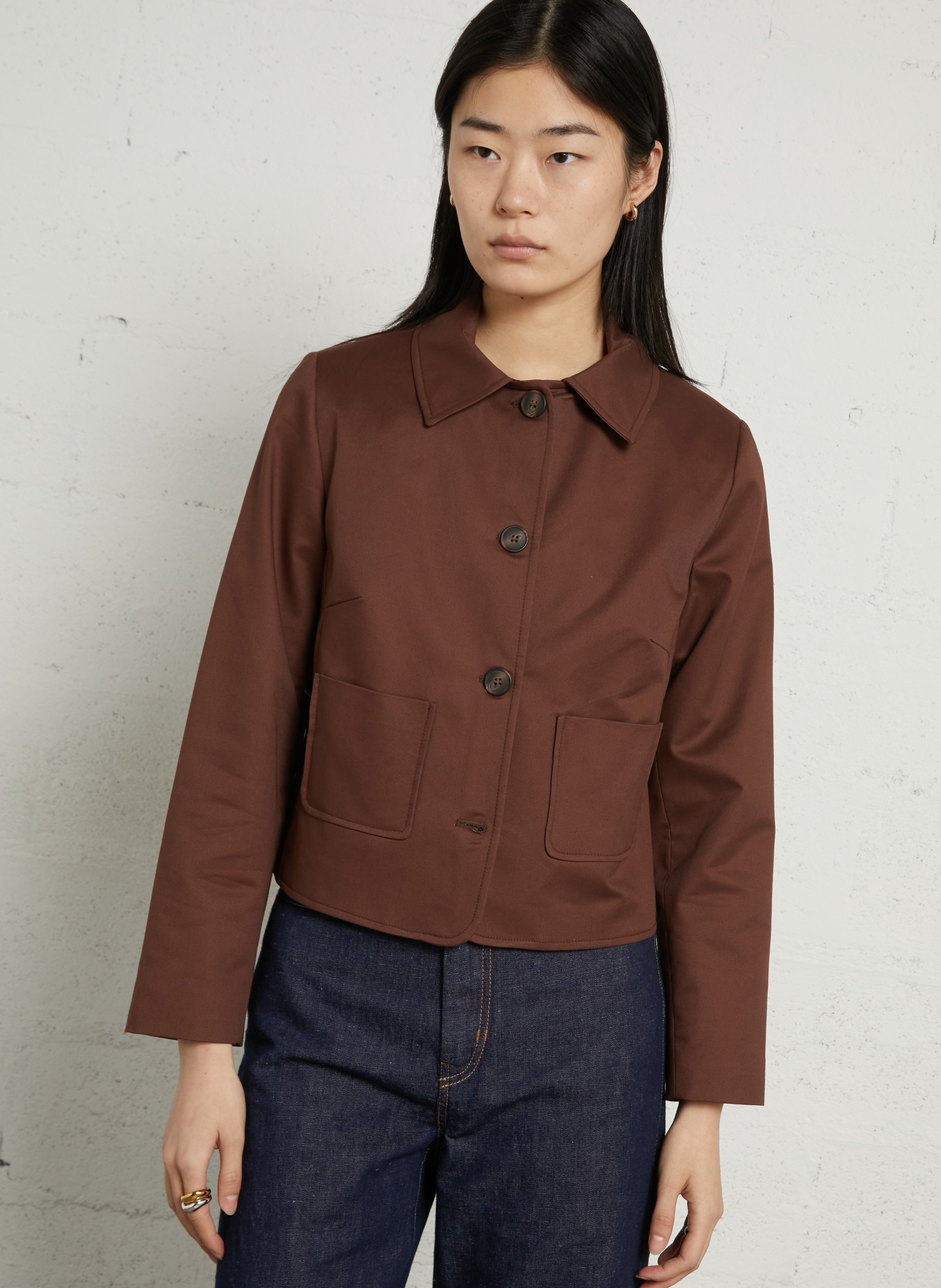 Cotton-blend coat with classic collar SUD EXPRESS Brown