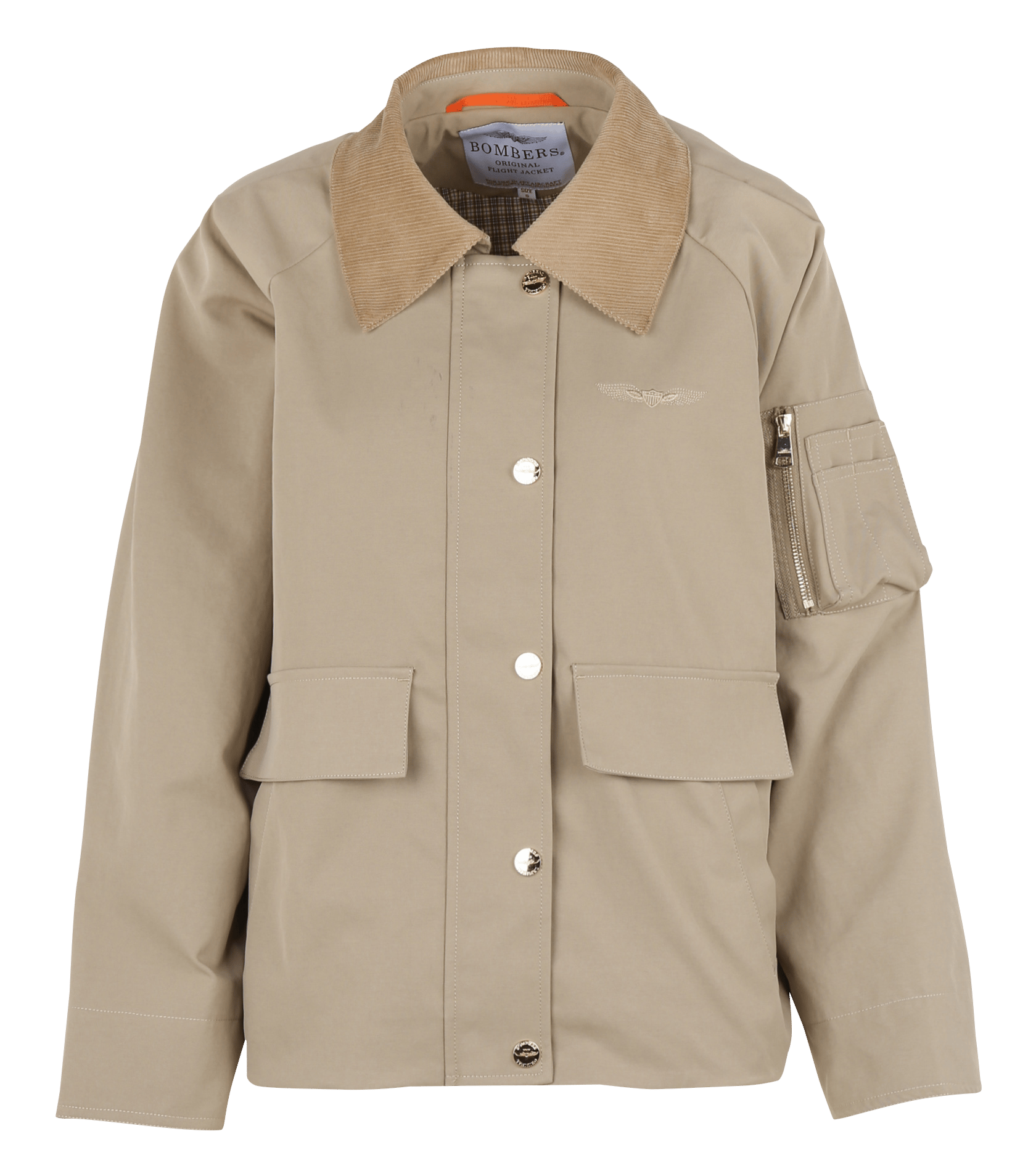 Gerade geschnittene Baumwolljacke mit klassischem Kragen BOMBERS ORIGINAL Beige