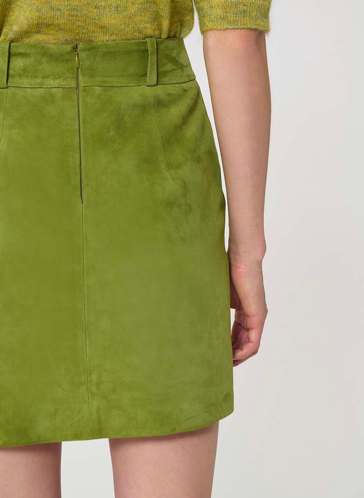 Jupe courte taille haute en daim TARA JARMON Vert