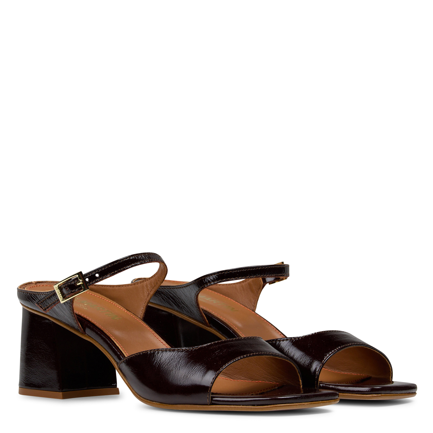 Sandales à talons en cuir verni JB MARTIN Marron