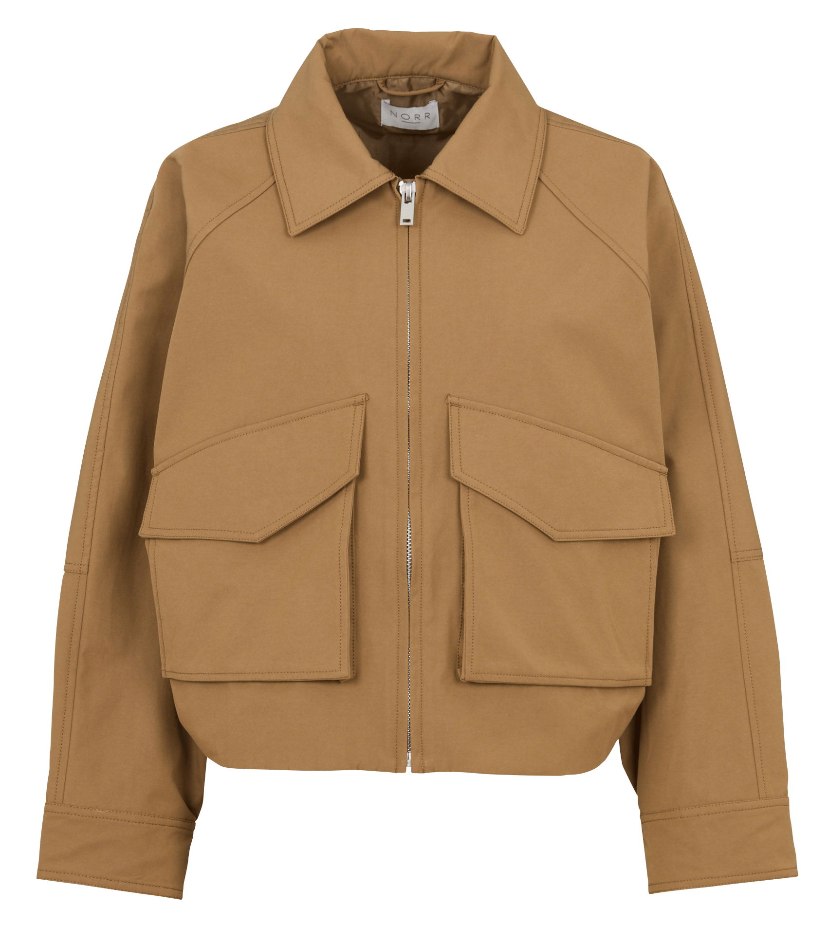 Baumwoll-Mix-Jacke mit klassischem Kragen NORR Grun