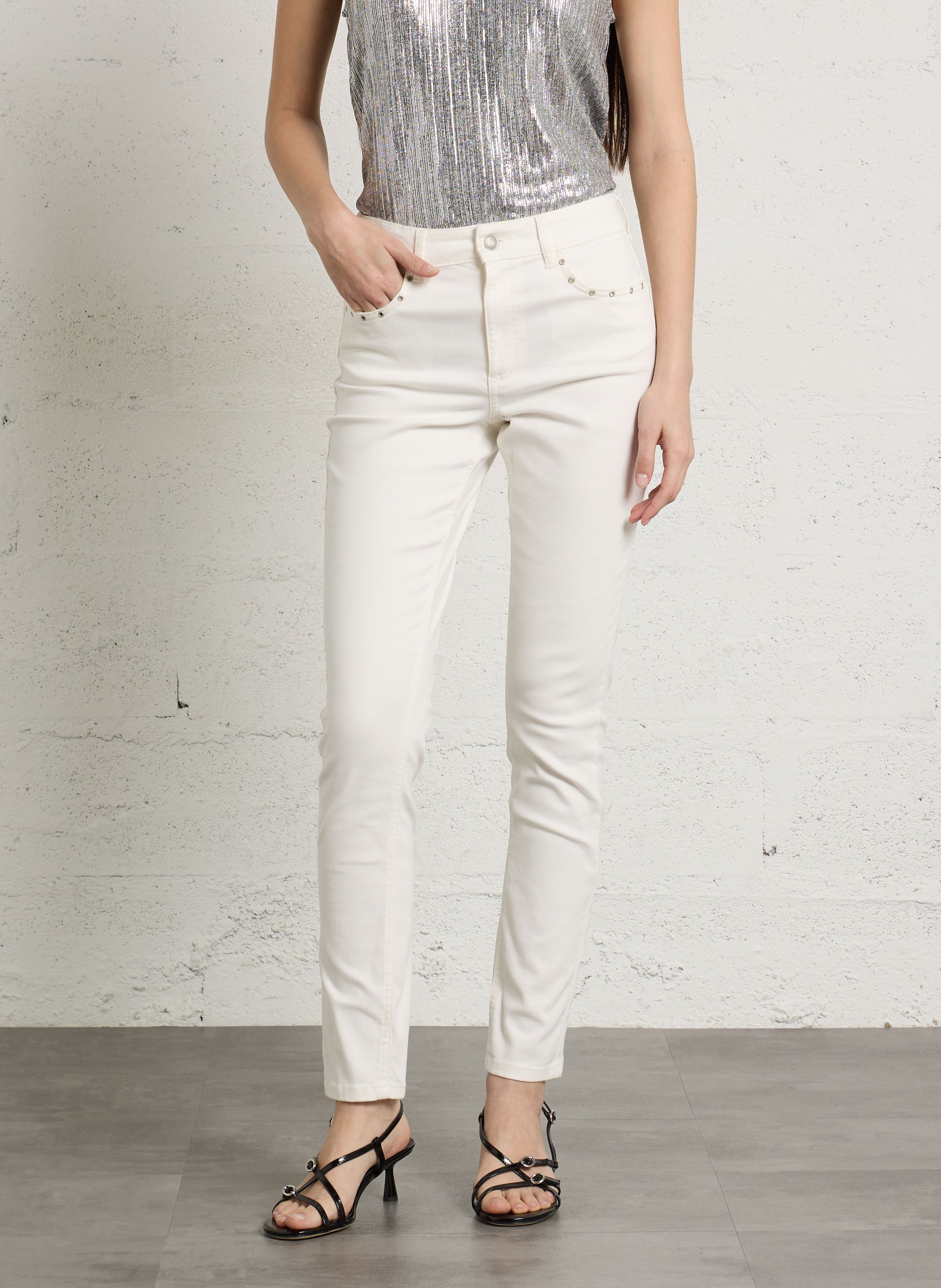 Slim fit jeans effen IKKS Wit