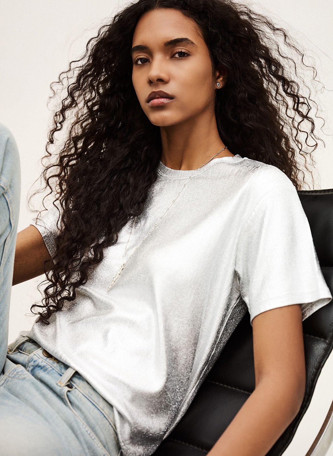 Effen top met lange mouwen en ronde hals BA&SH Zilver