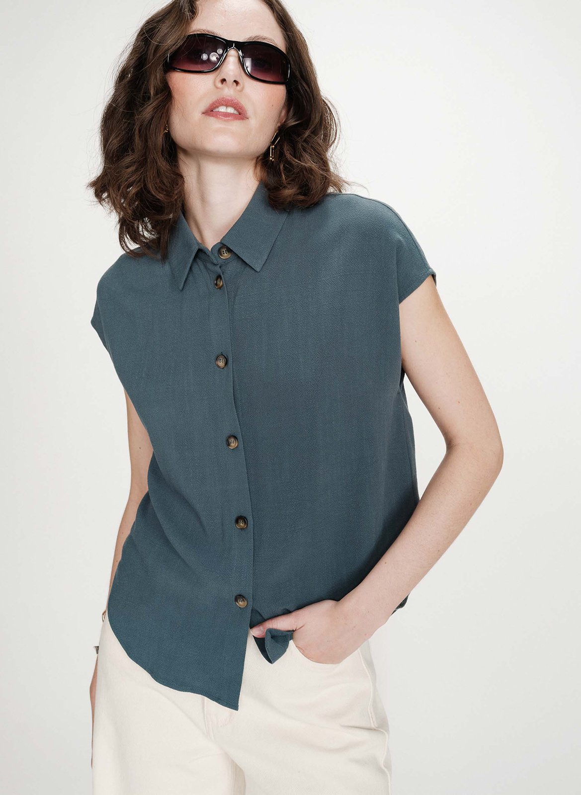 Chemise manches courtes unie GRACE ET MILA