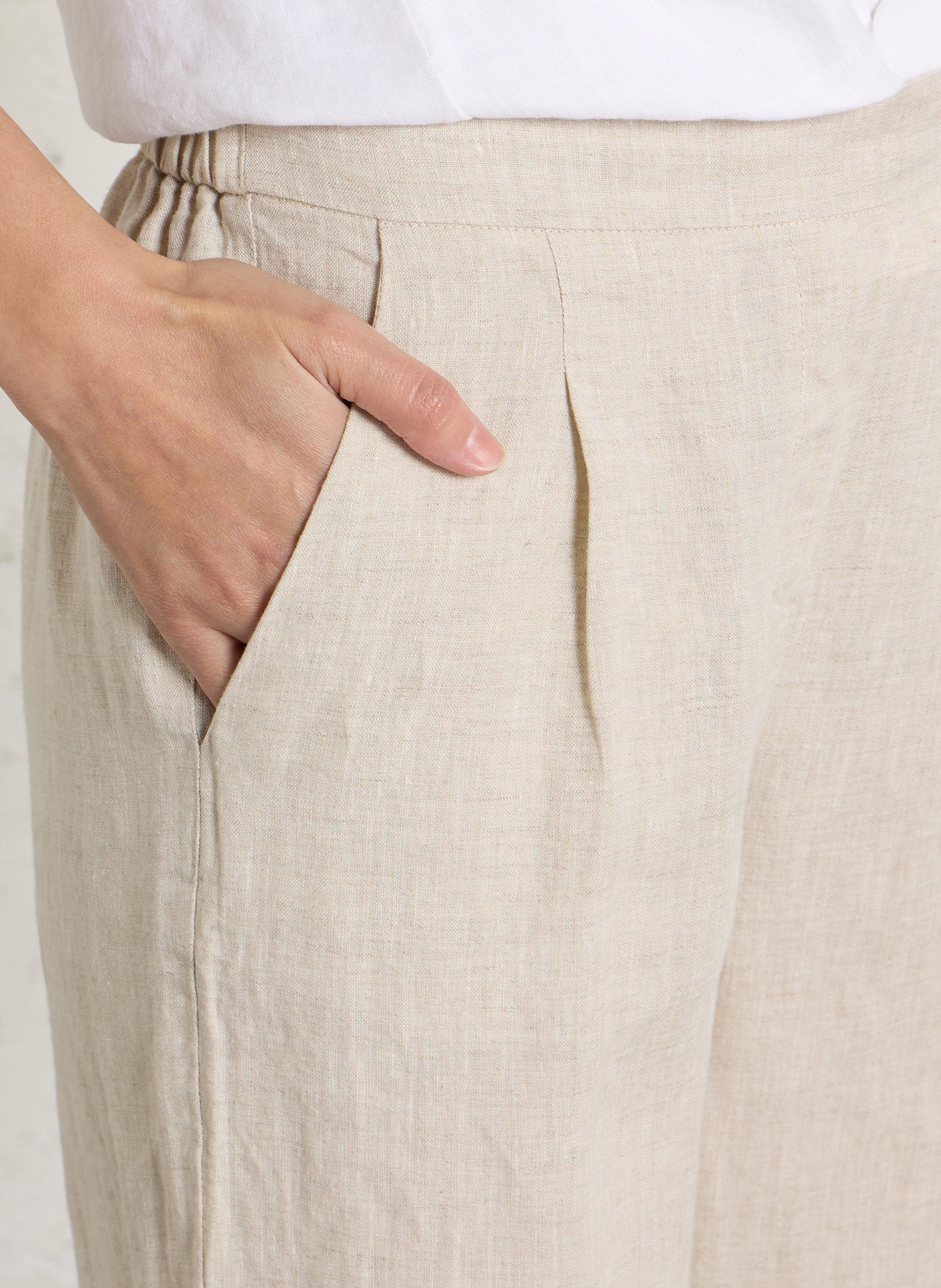 Pantalon droit en lin  SUD EXPRESS Beige