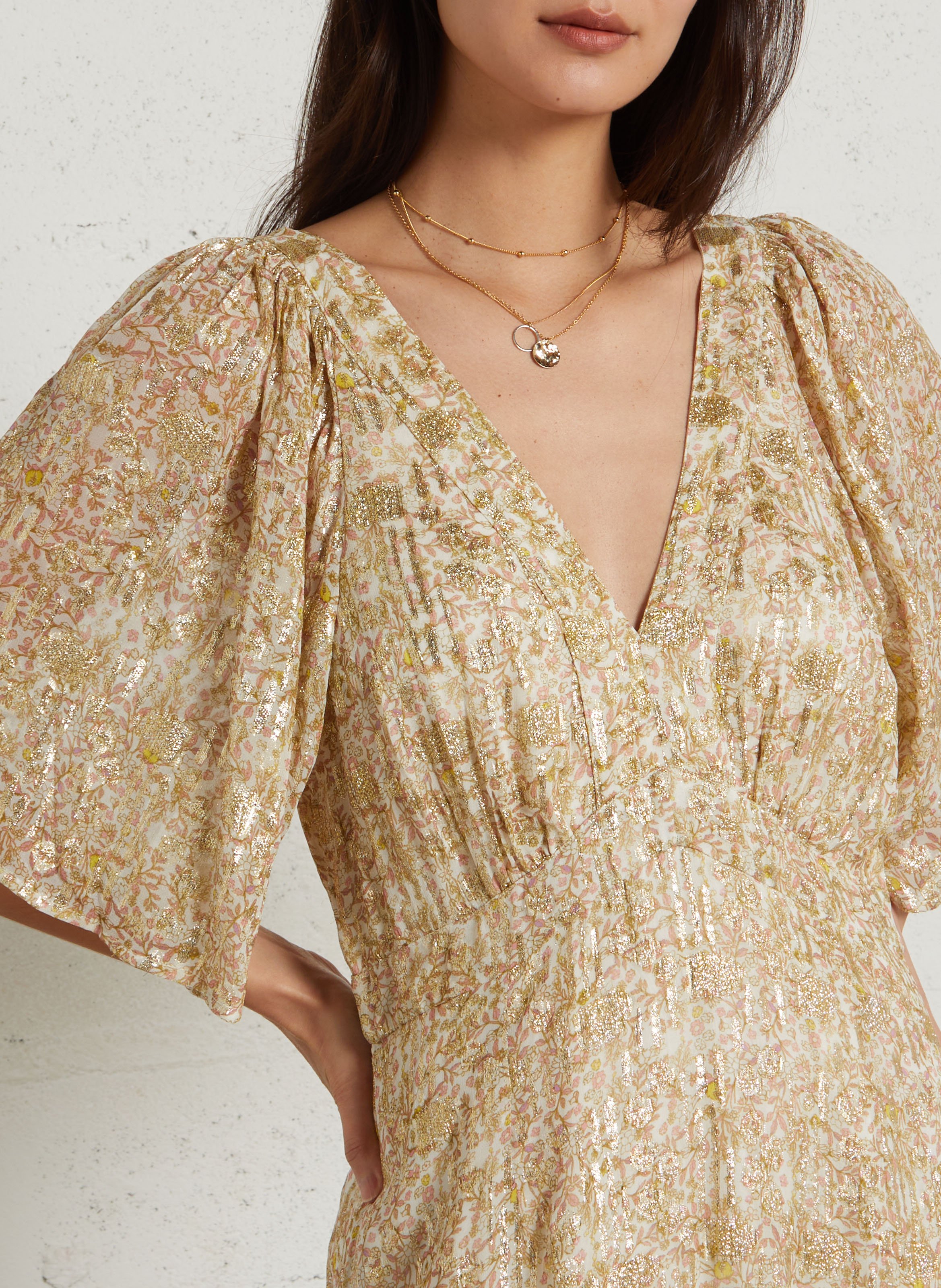 Robe longue imprimée col v MAISON 123 Doré