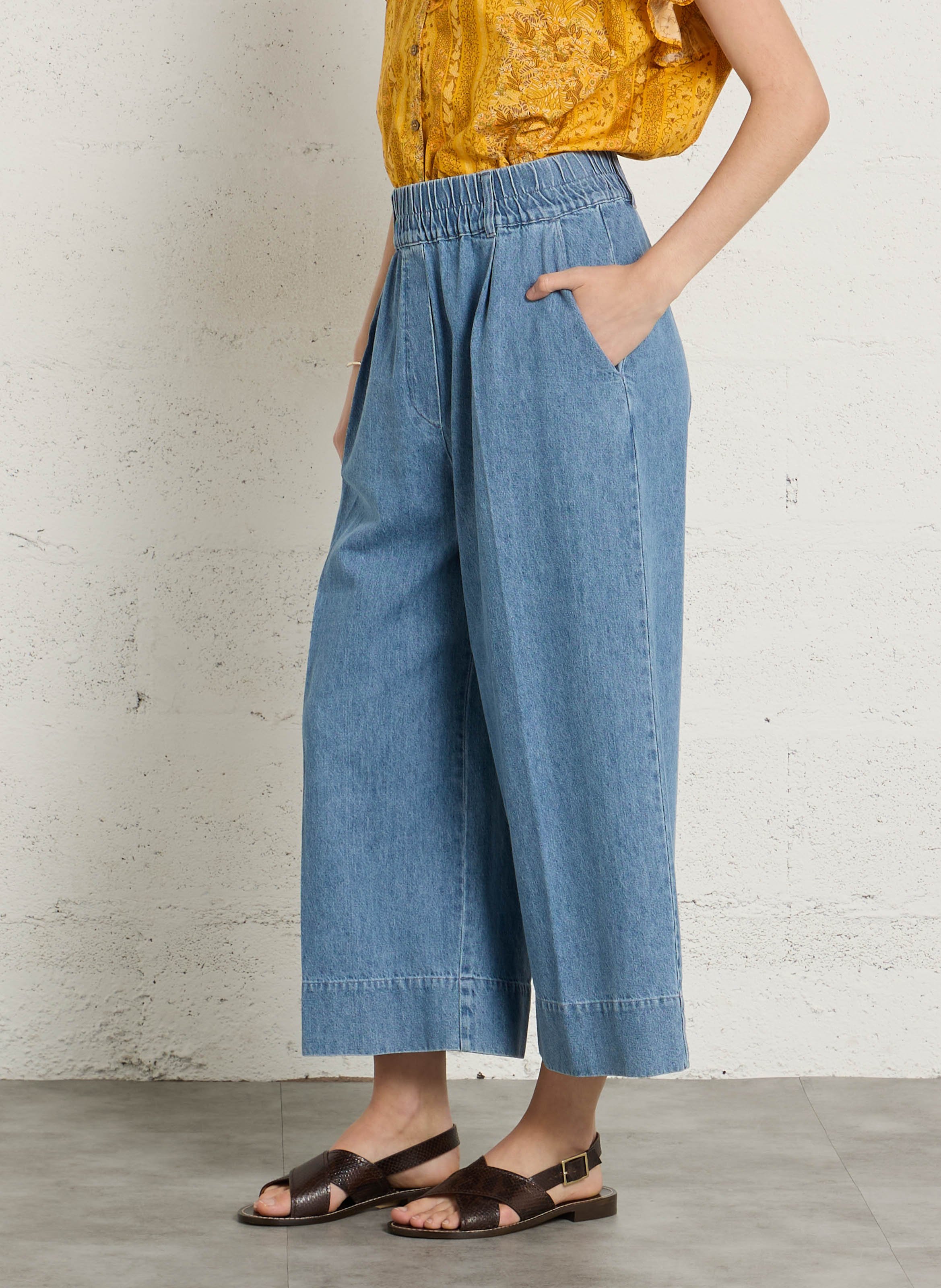 Jean droit en coton bio mélangé SUZIE WINKLE Bleu