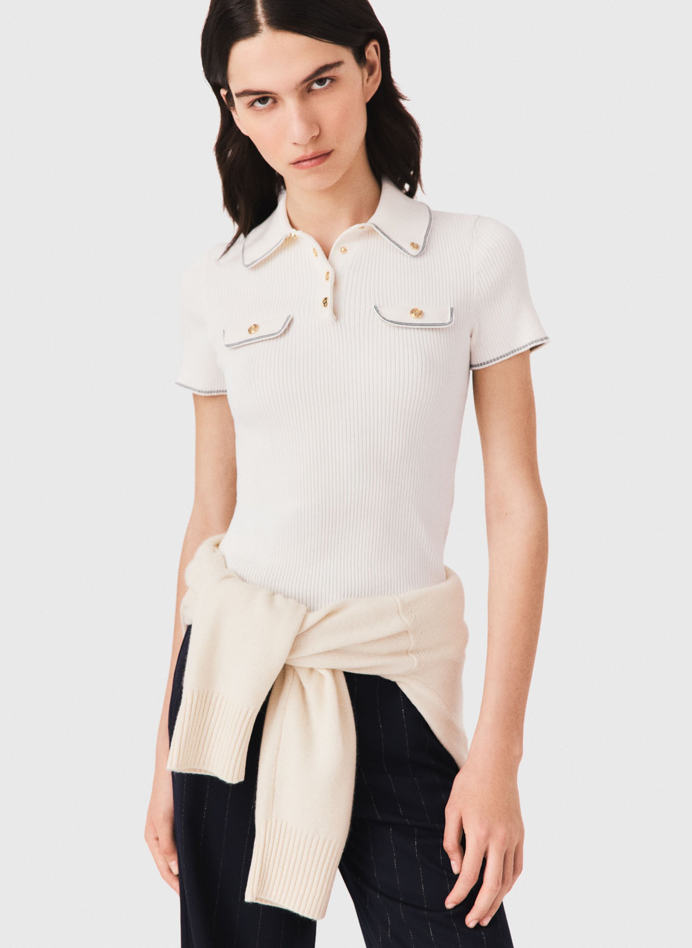 Pull ajusté col polo MAJE